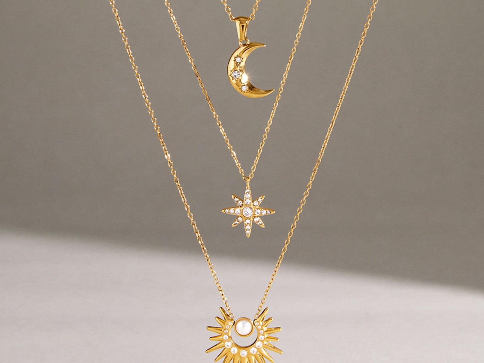 Moon & Star Necklaces — detail