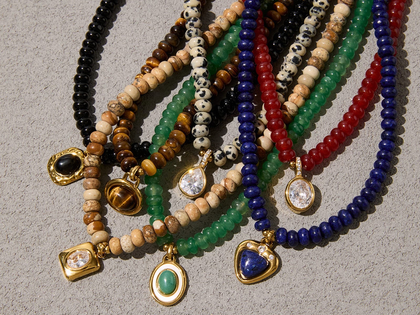 Multi-Colour Stone Bead Necklace — detail