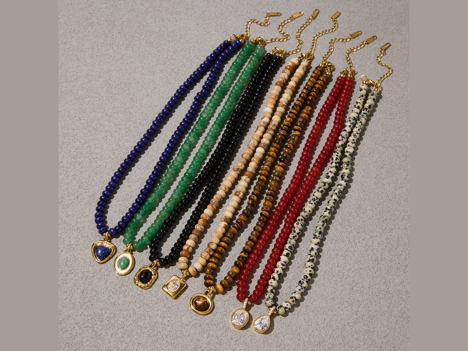 Multi-Colour Stone Bead Necklace — detail