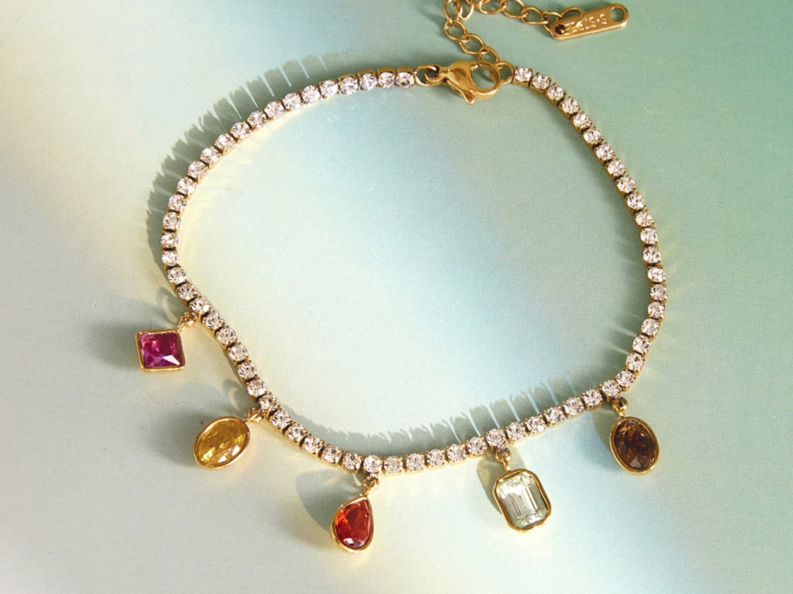 Multi CZ Station Bracelet — detail