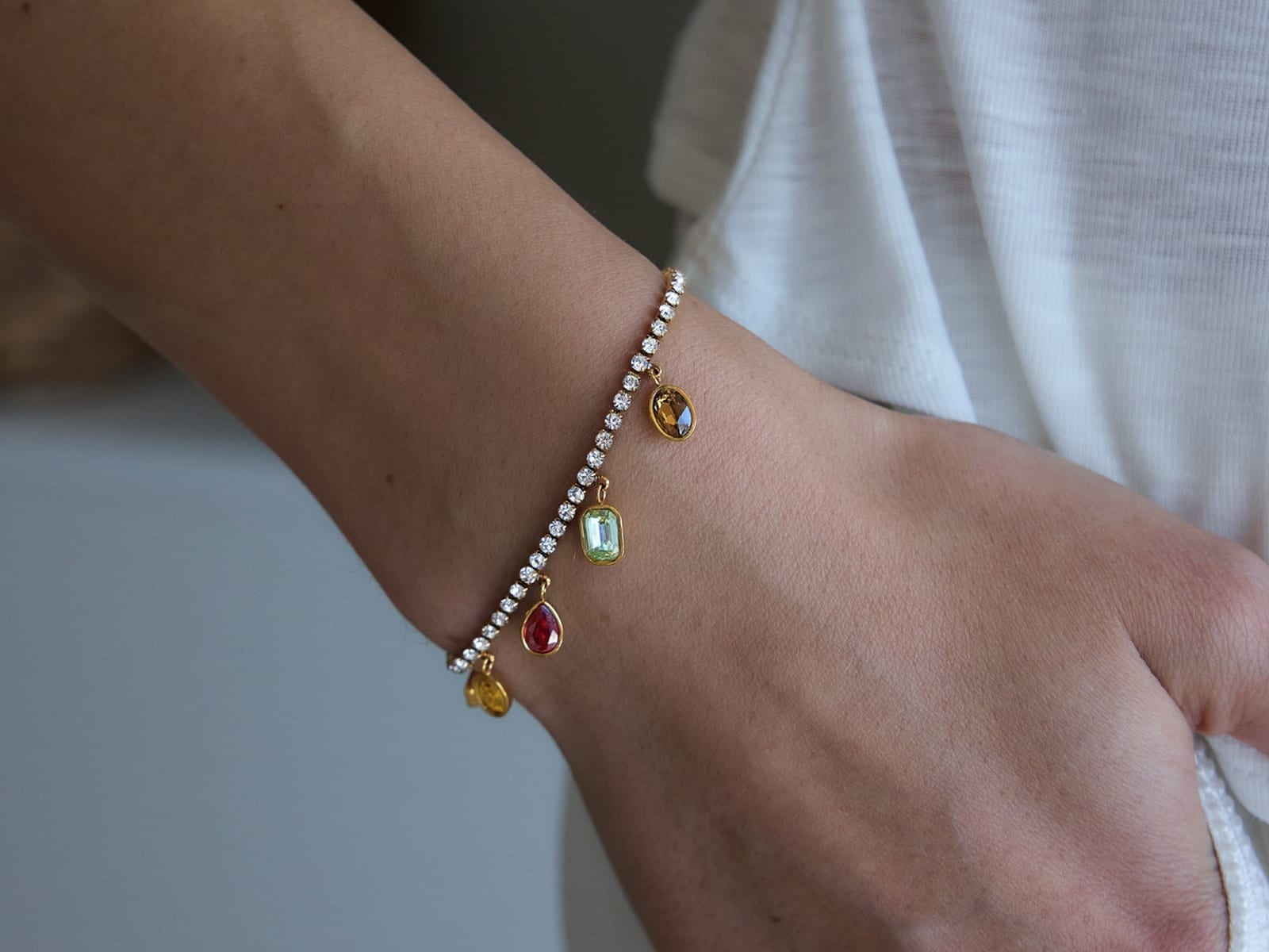 Multi CZ Station Bracelet — detail