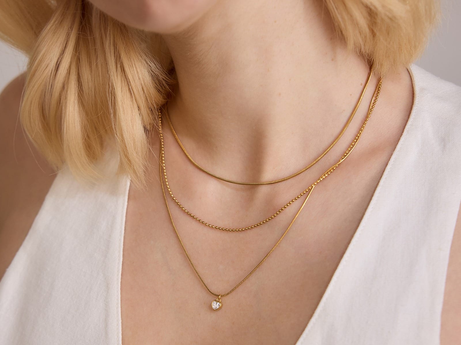 Multi-Layer Chain Necklace — detail