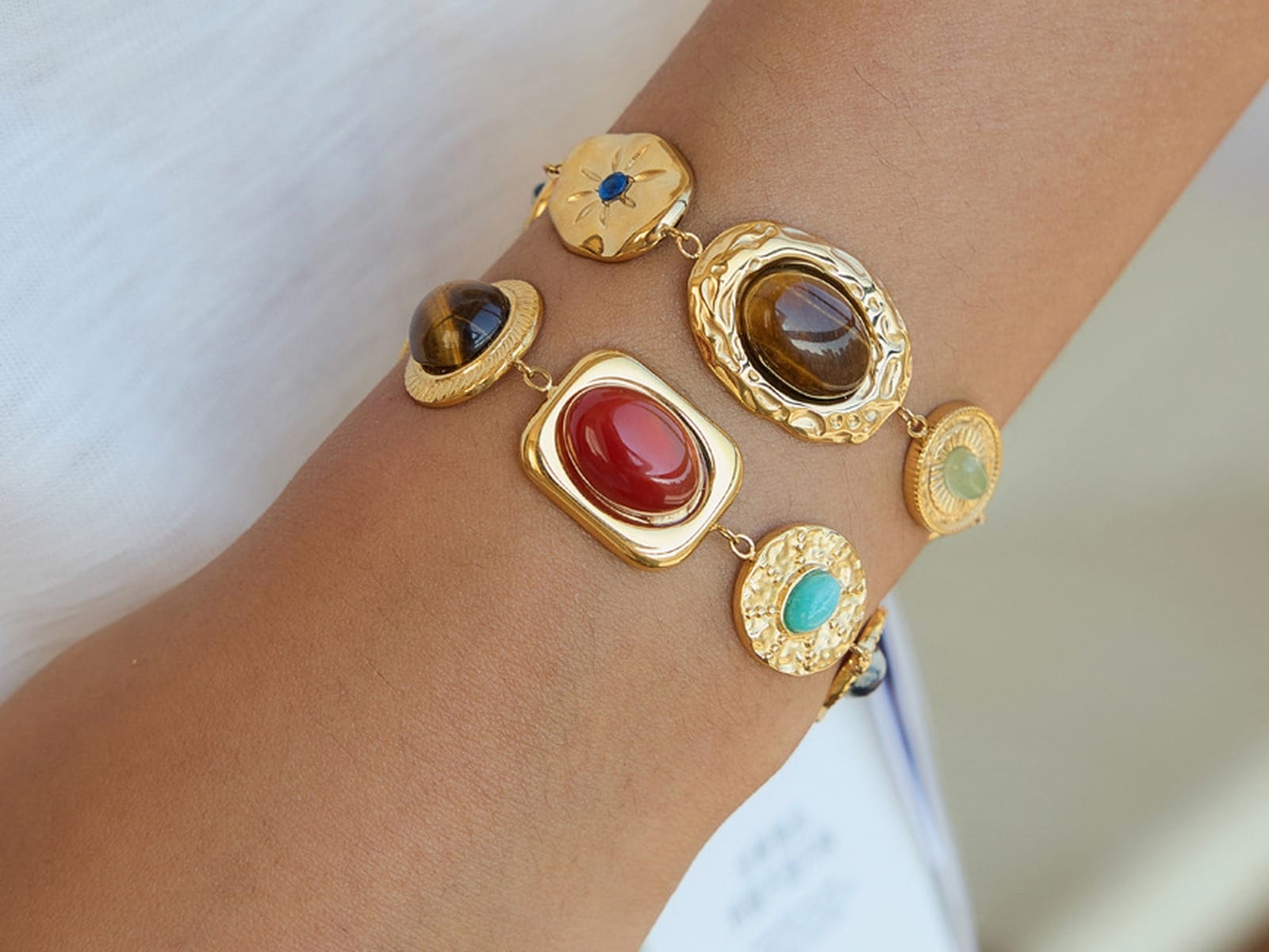 Multi-Stone Cabochon Bracelet — detail