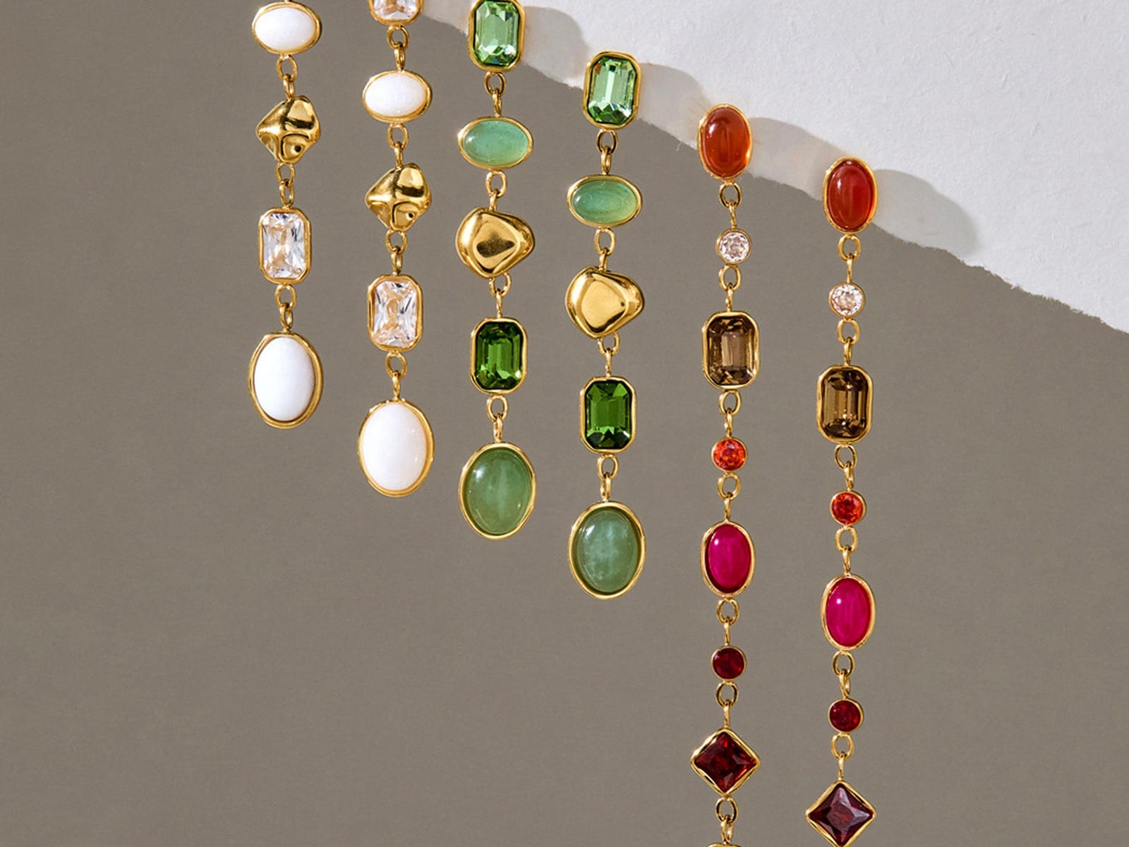 Multi-Stone Drop Earrings — detail