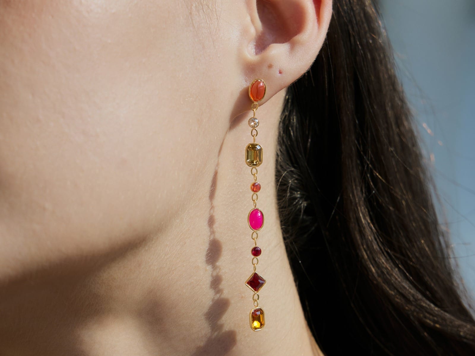 Multi-Stone Drop Earrings — detail