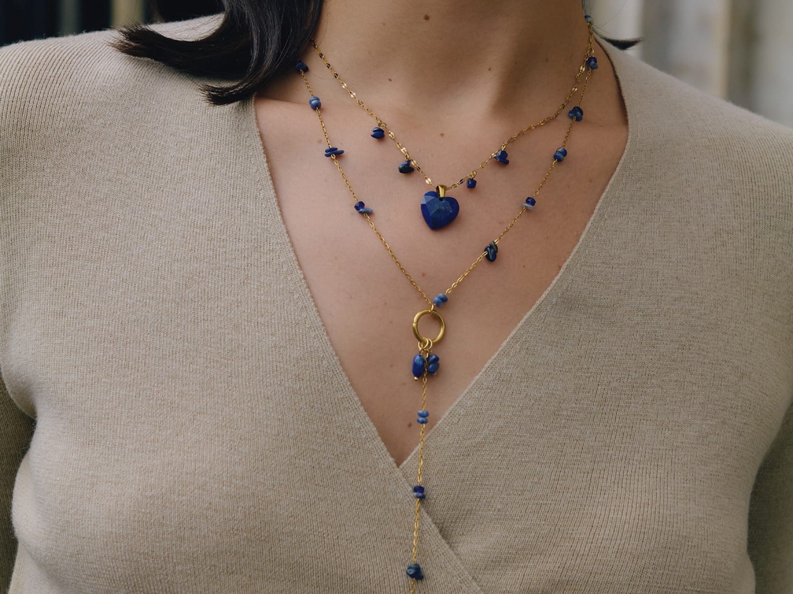 Multi-Stone Station Necklace — detail