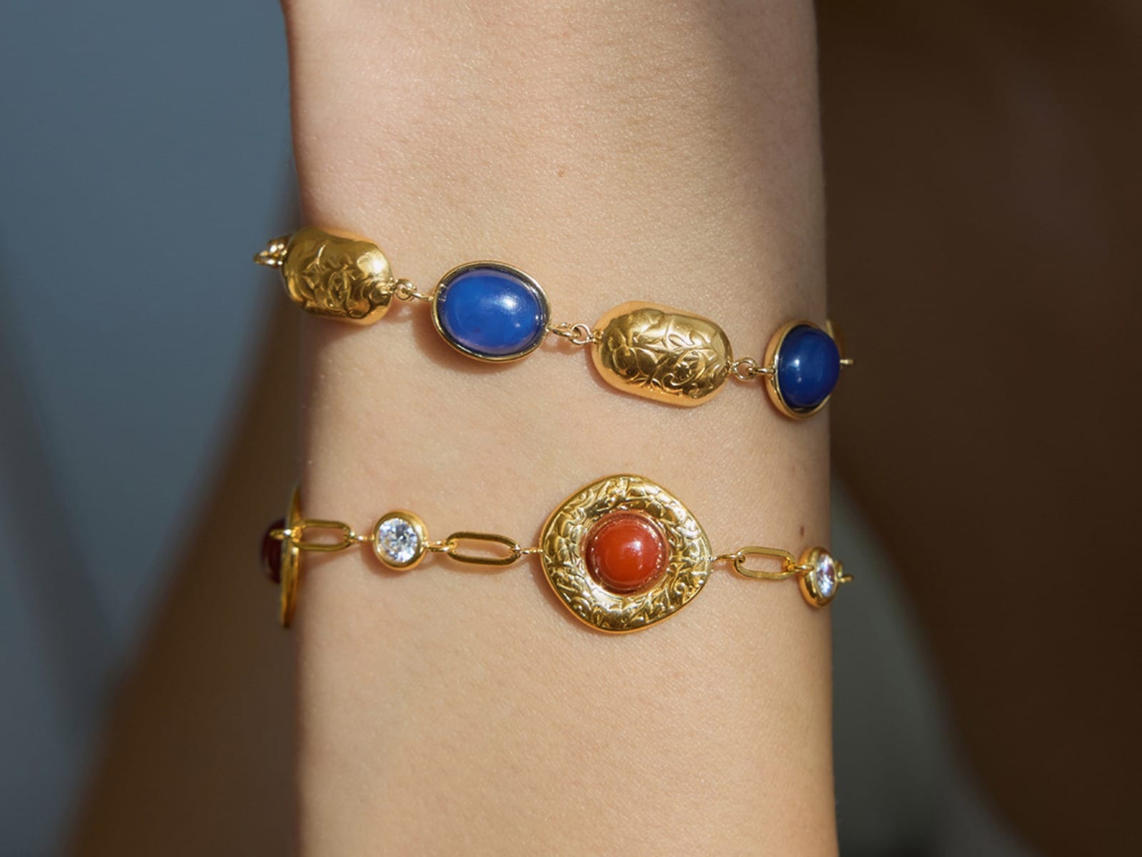 Natural Stone Bead Bracelets — detail