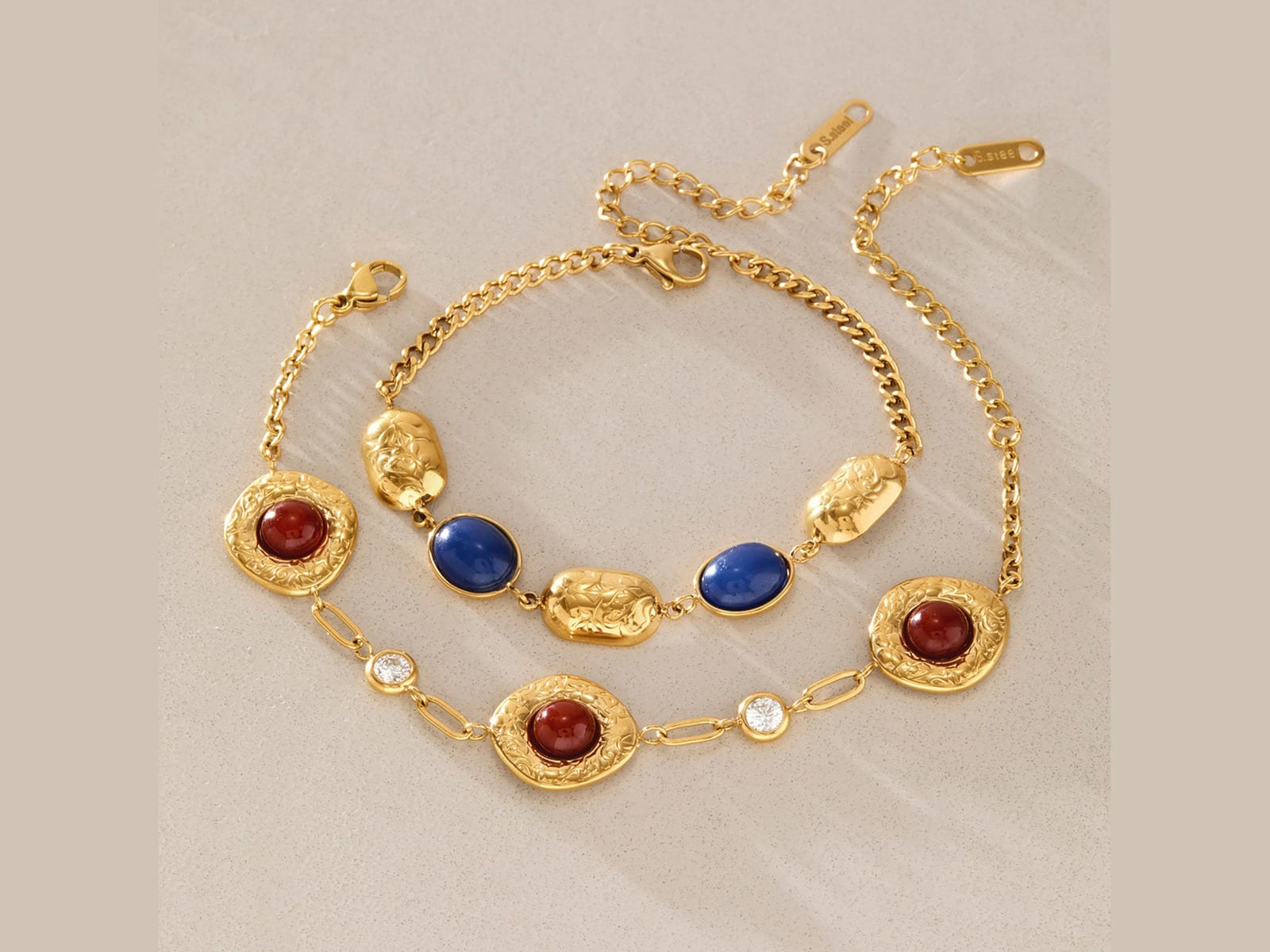Natural Stone Bead Bracelets — detail