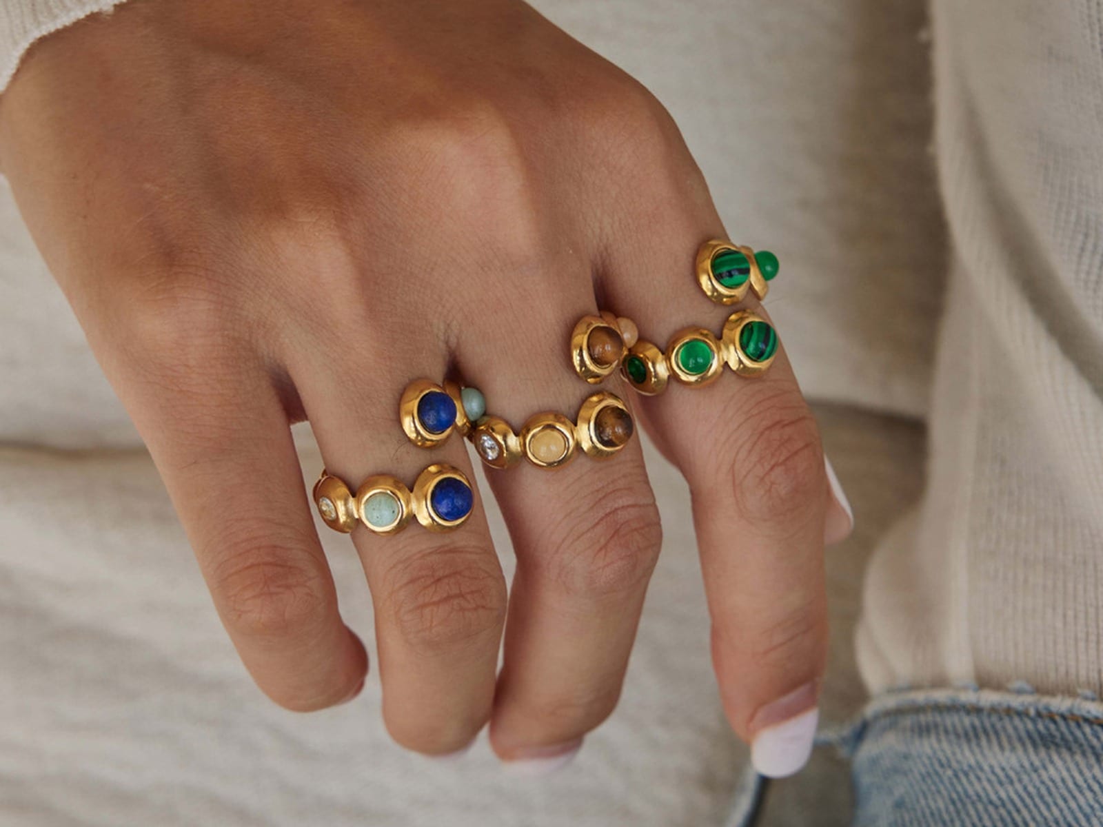 Natural Stone Bead Ring Range — detail