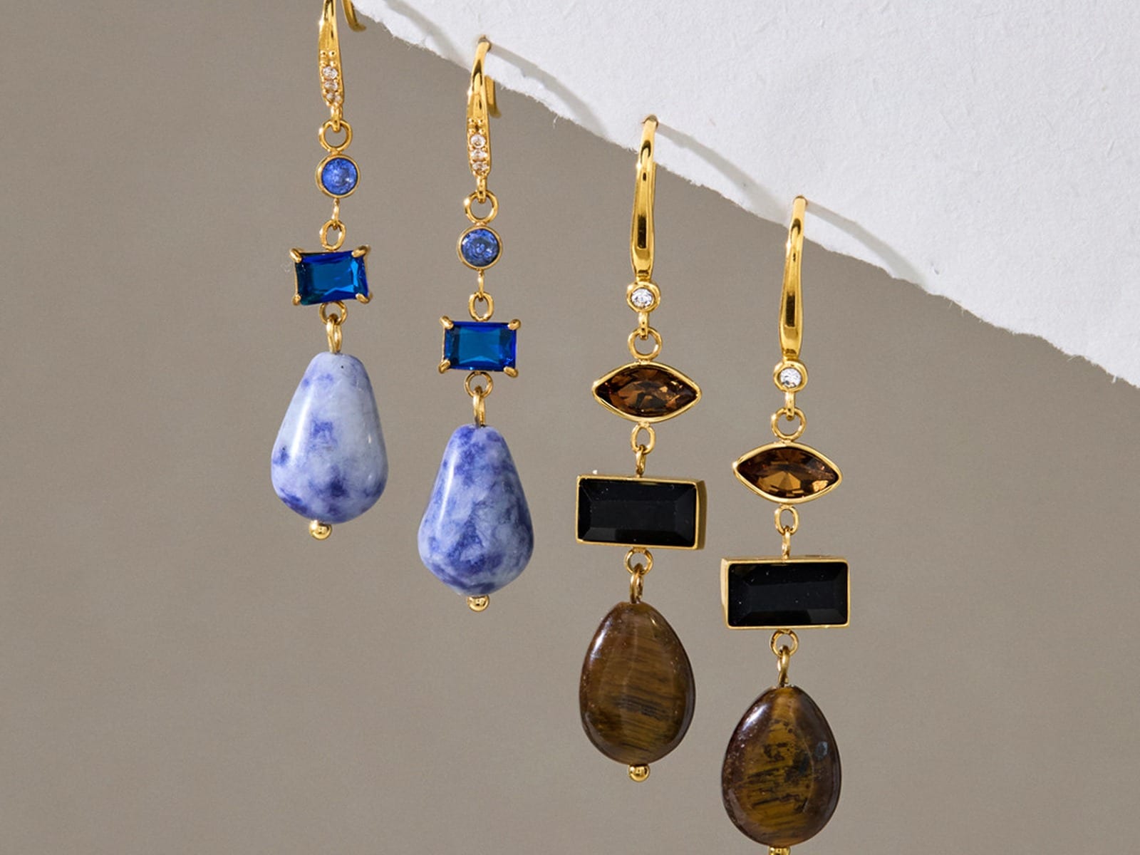 Natural Stone Drop Earrings — detail