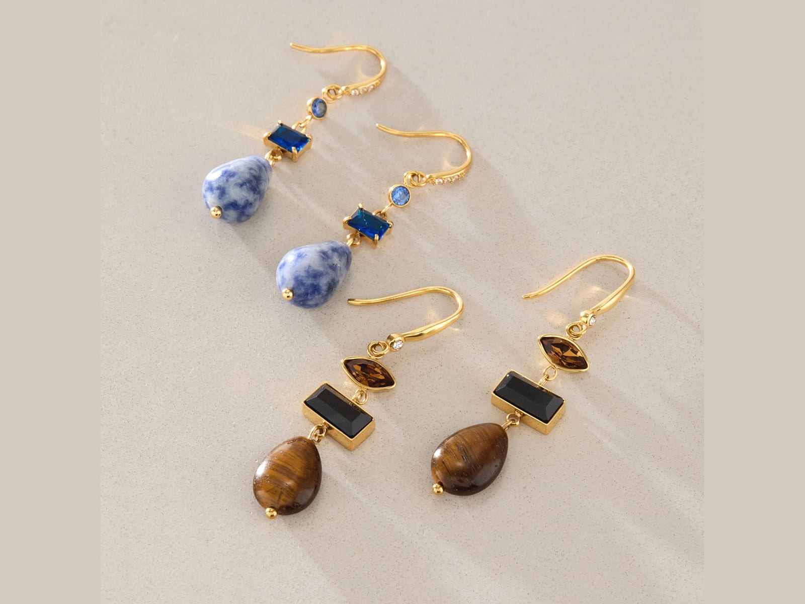 Natural Stone Drop Earrings — detail