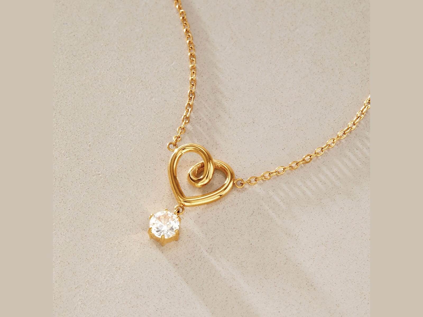 Open Heart CZ Necklace — detail