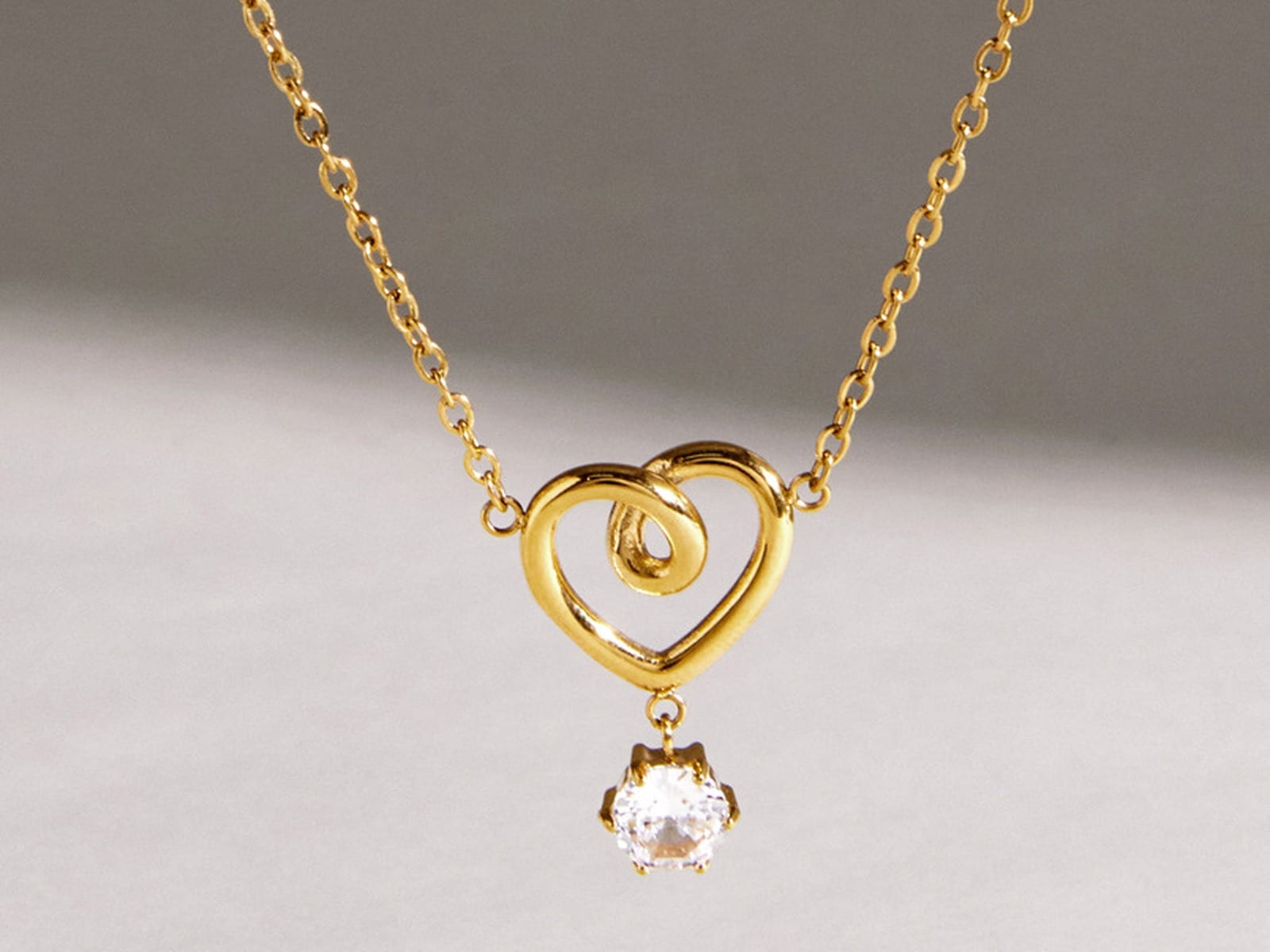 Open Heart CZ Necklace — detail