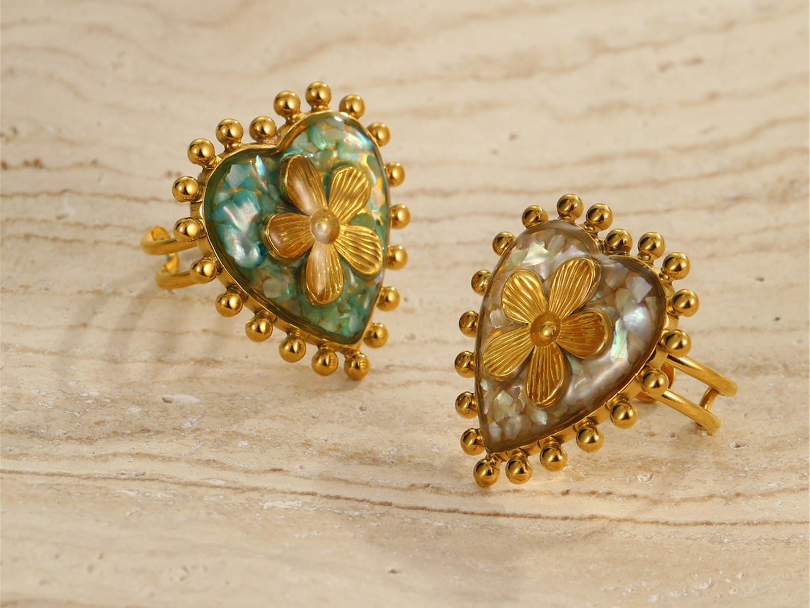 Painted Flower Open Ring — detail