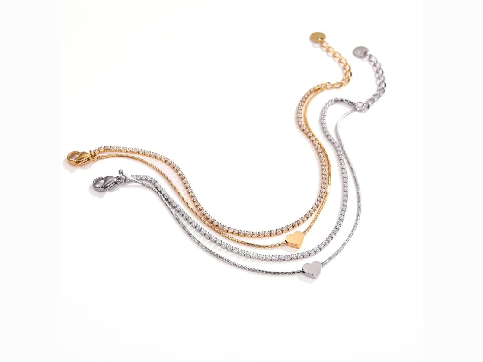 Pavé Heart Two-Tone Bracelet