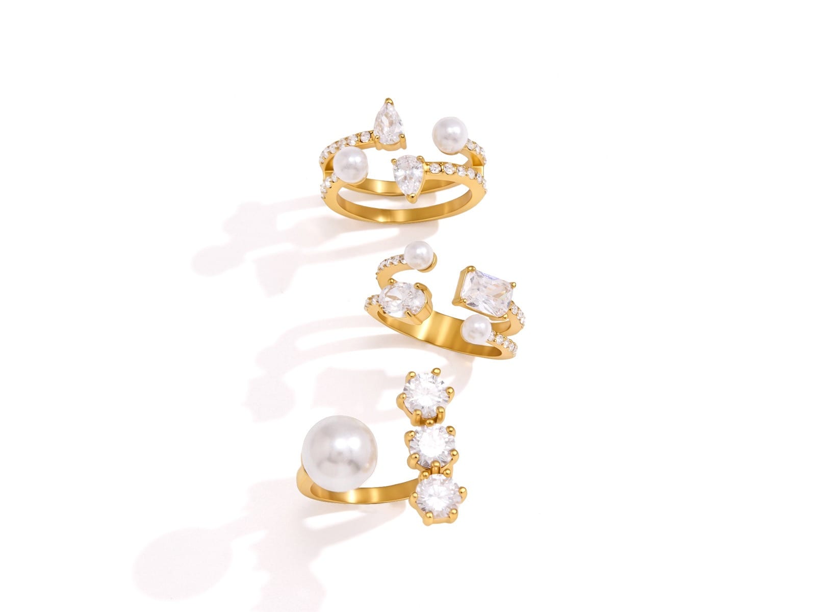 Pearl and CZ Open Ring Range