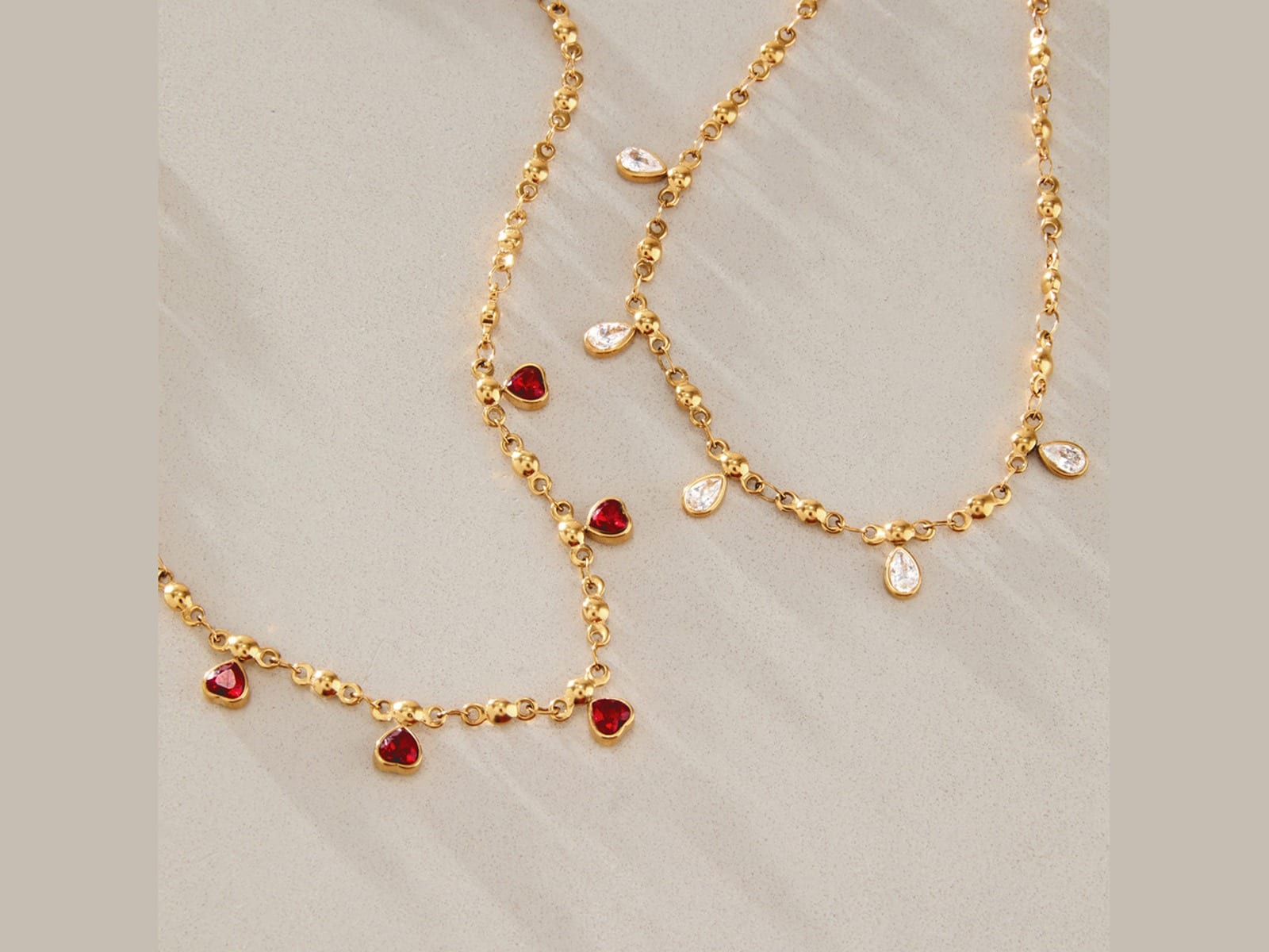 Pearl and Heart CZ Necklace — detail