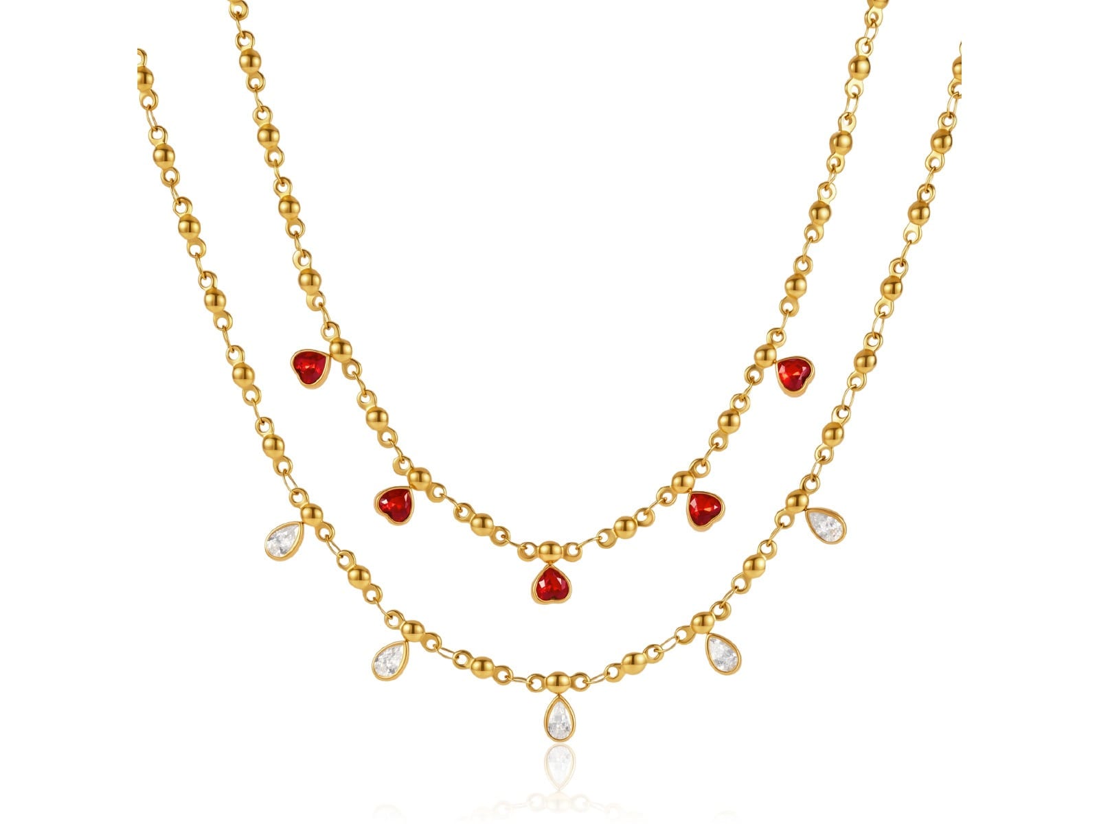 Pearl and Heart CZ Necklace