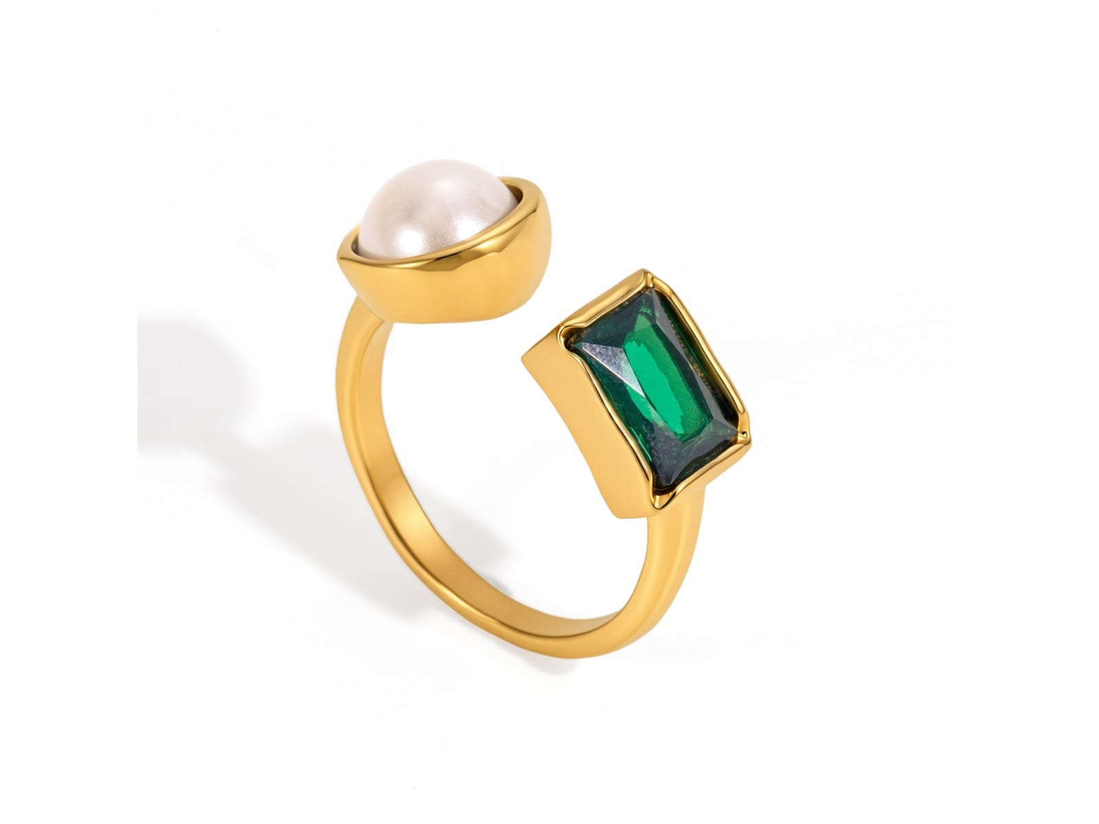 Pearl and Square Stone Ring