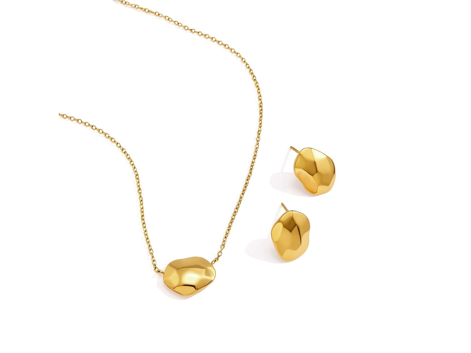 Pebble Pendant Necklace & Earring Set