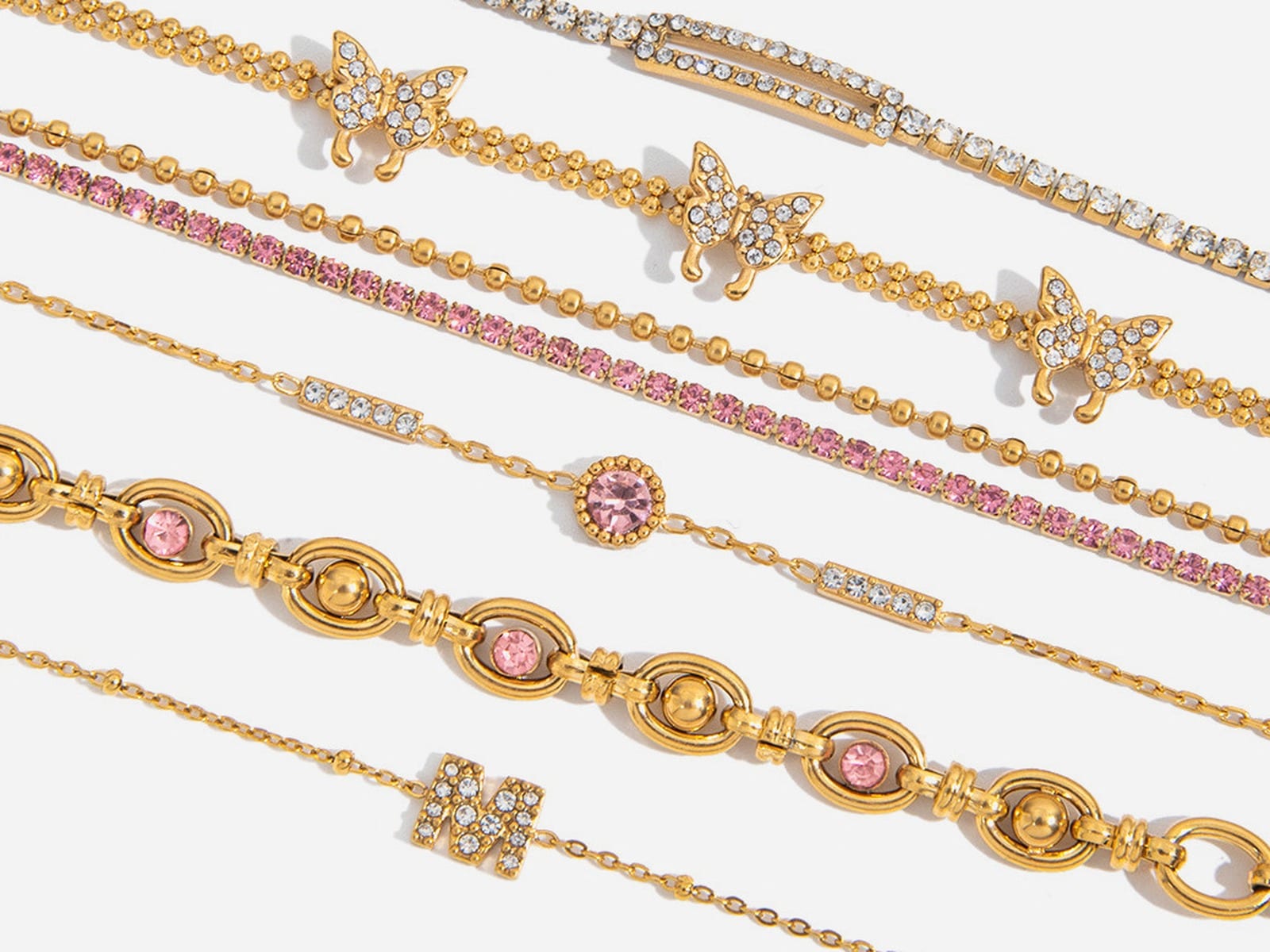 Pink CZ Star Bracelets — detail