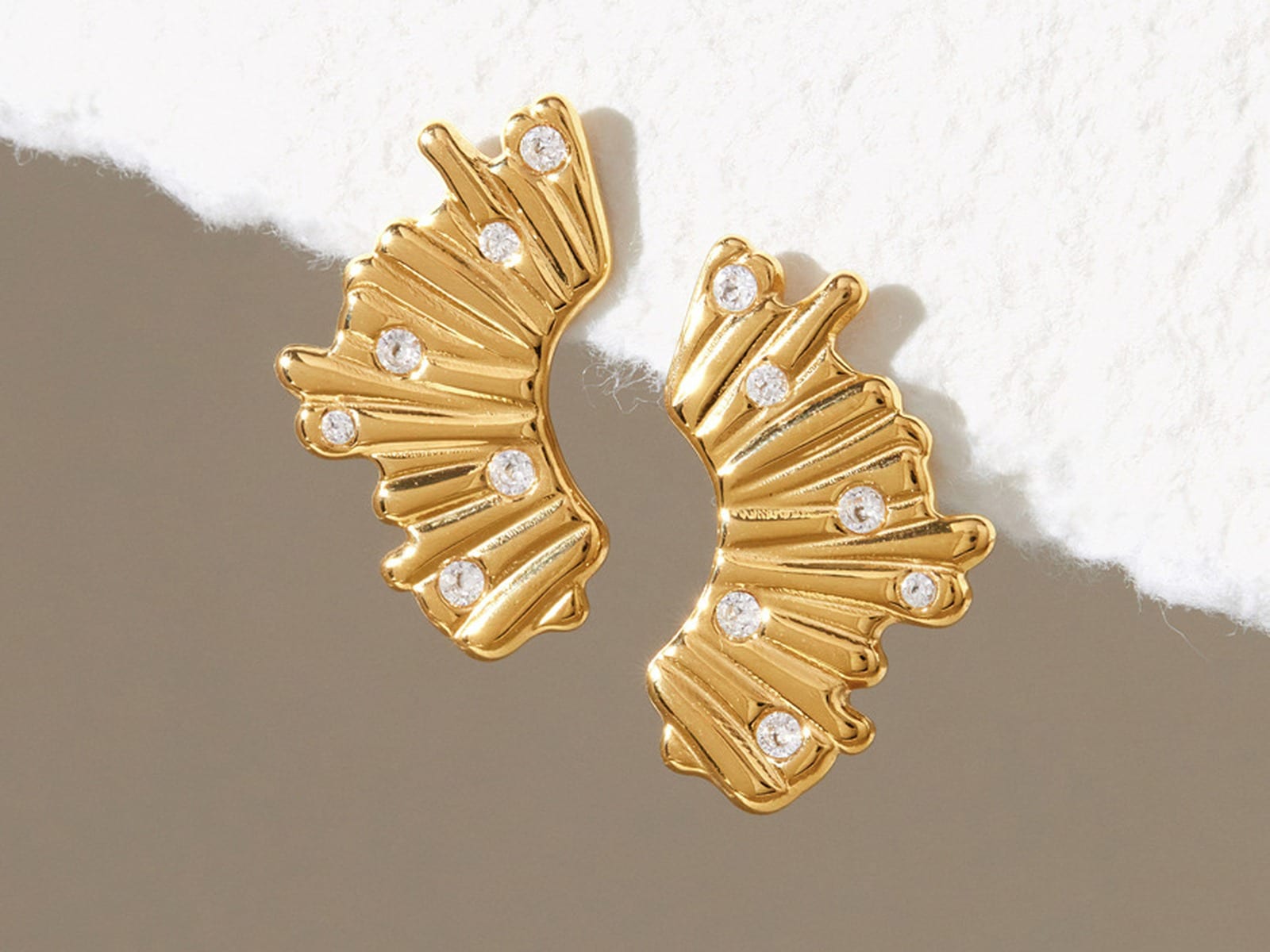 Pleated Fan Stud Earrings — detail