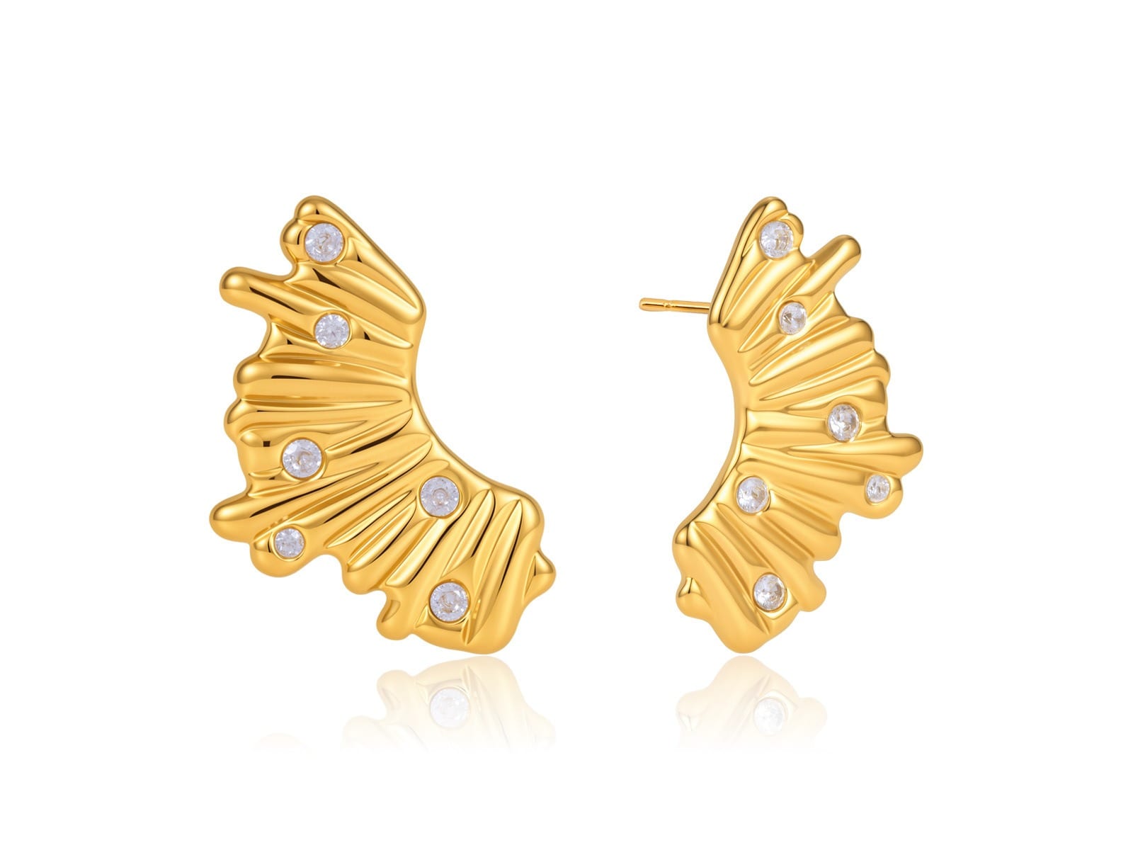 Pleated Fan Stud Earrings
