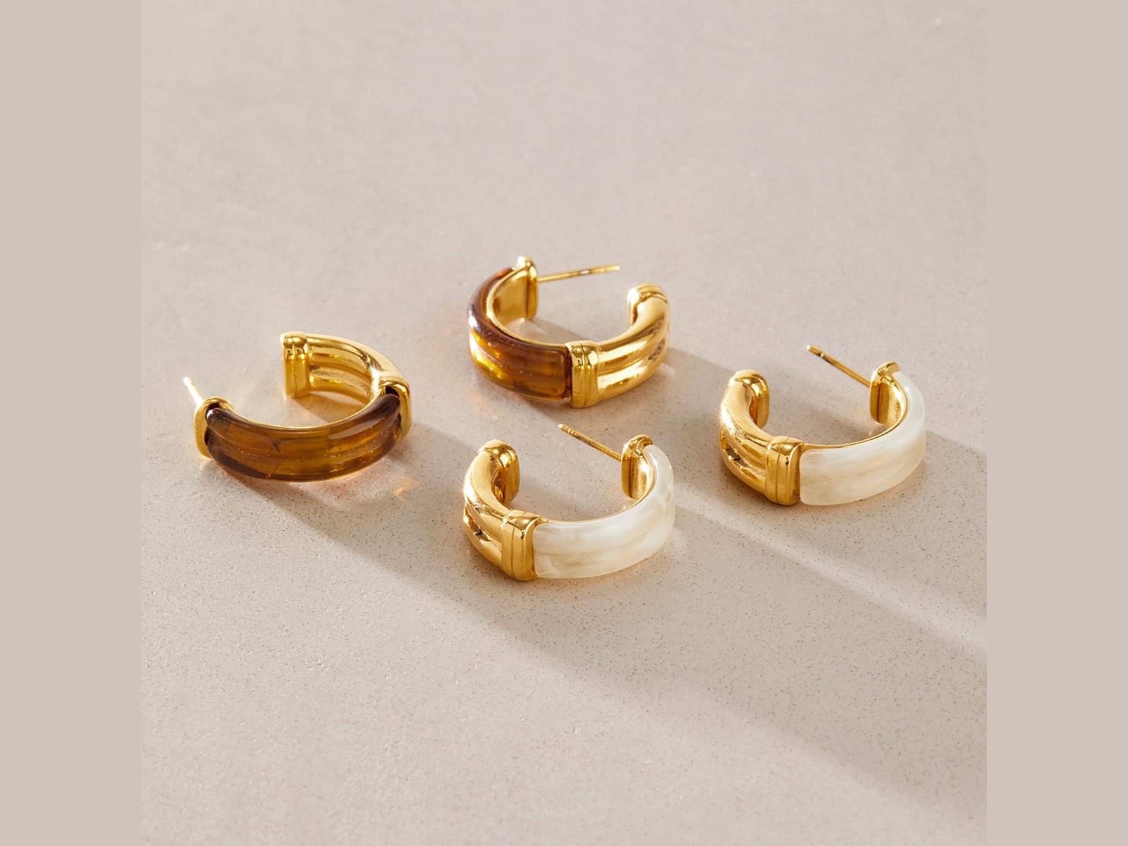 Resin C-Hoop Earrings — detail