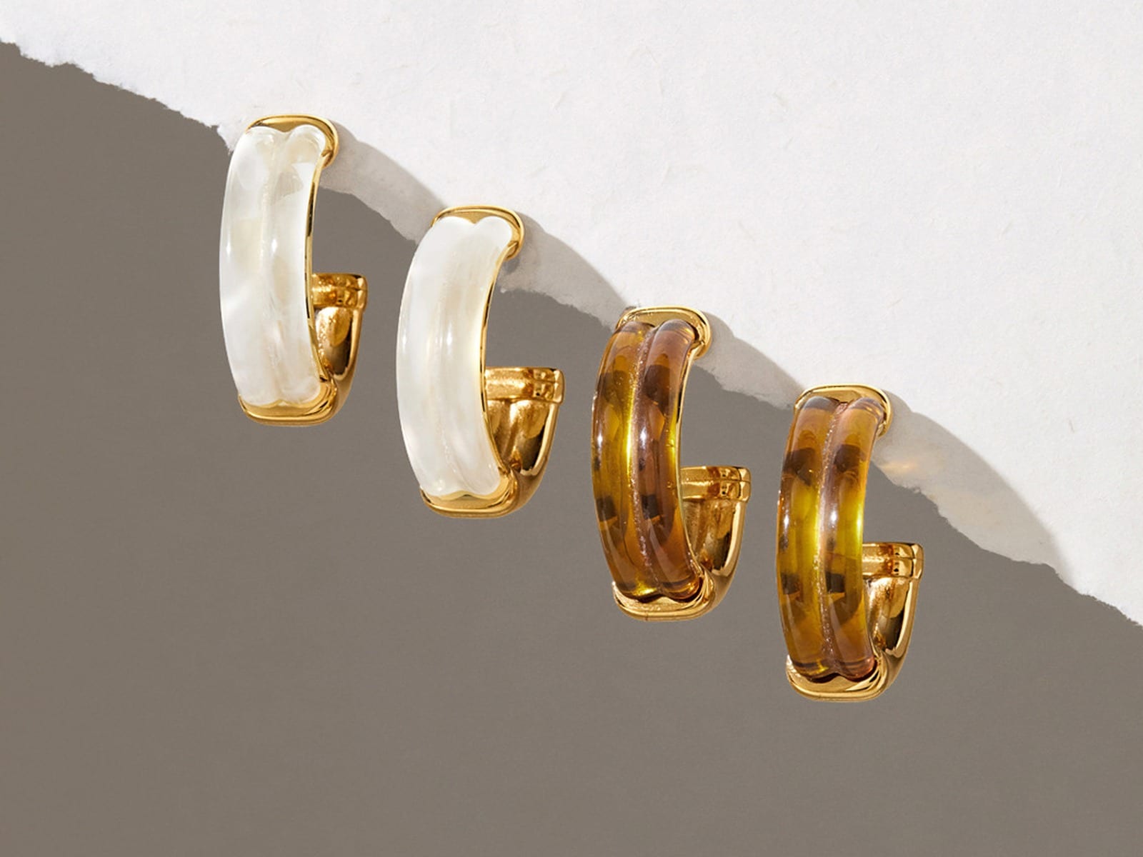 Resin C-Hoop Earrings — detail