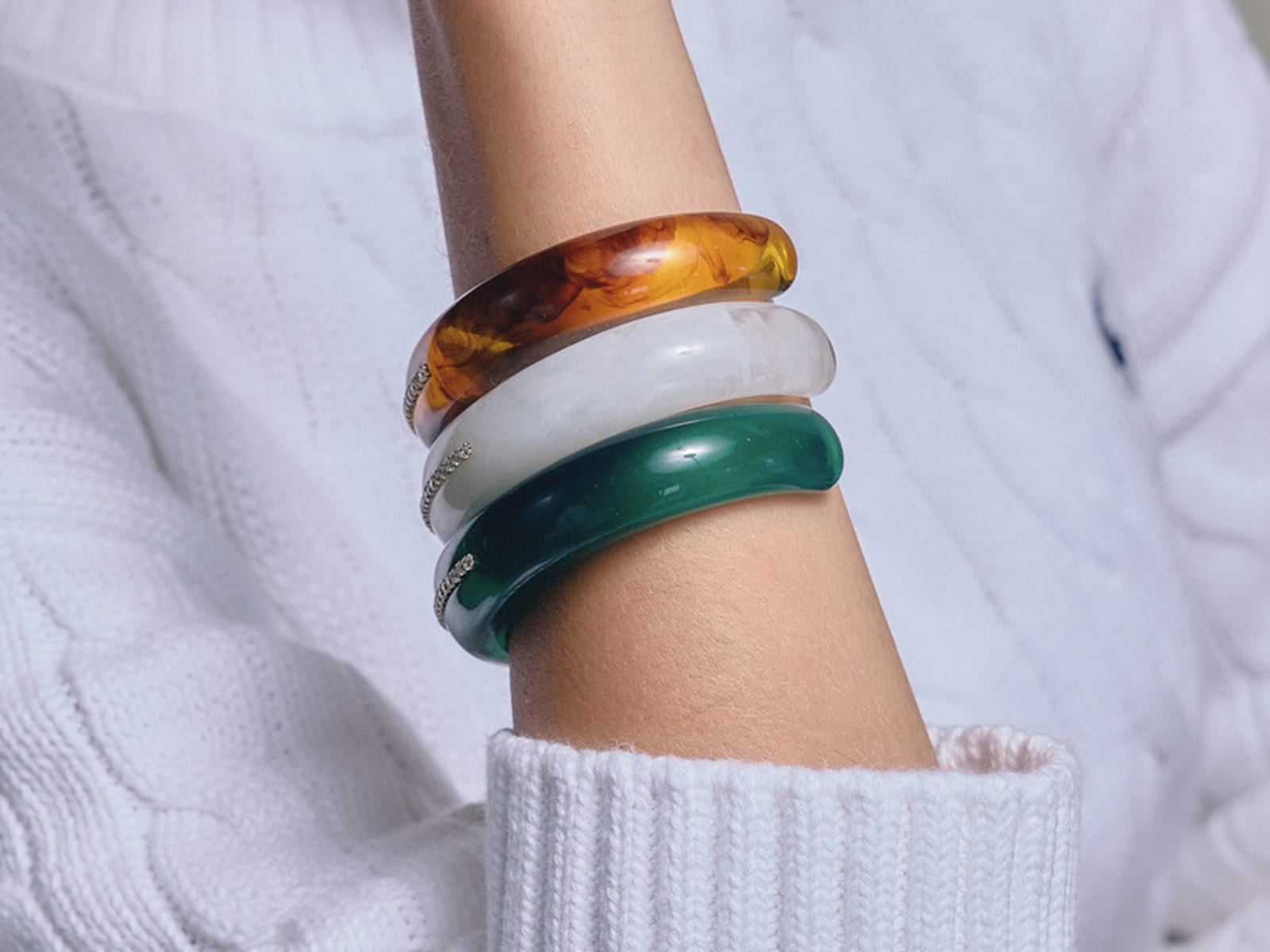 Resin Pavé Band Cuffs — detail