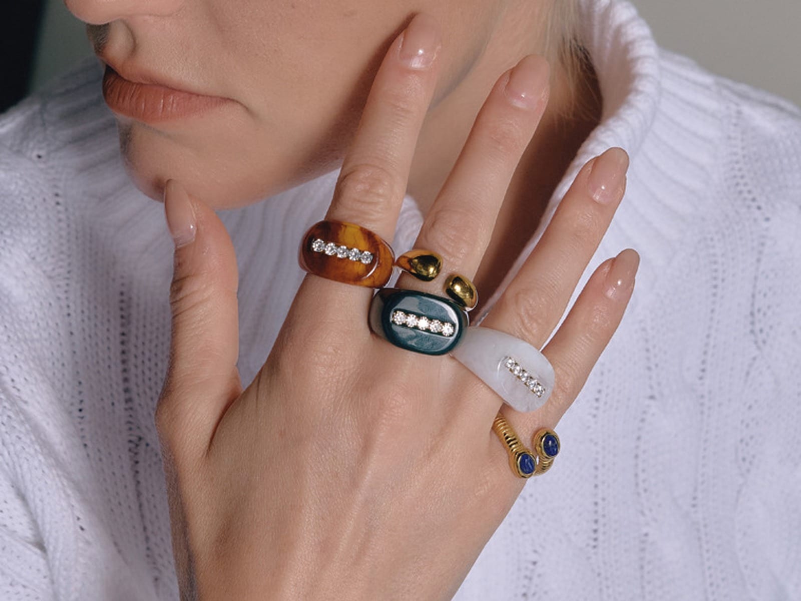 Resin Pavé Band Rings — detail