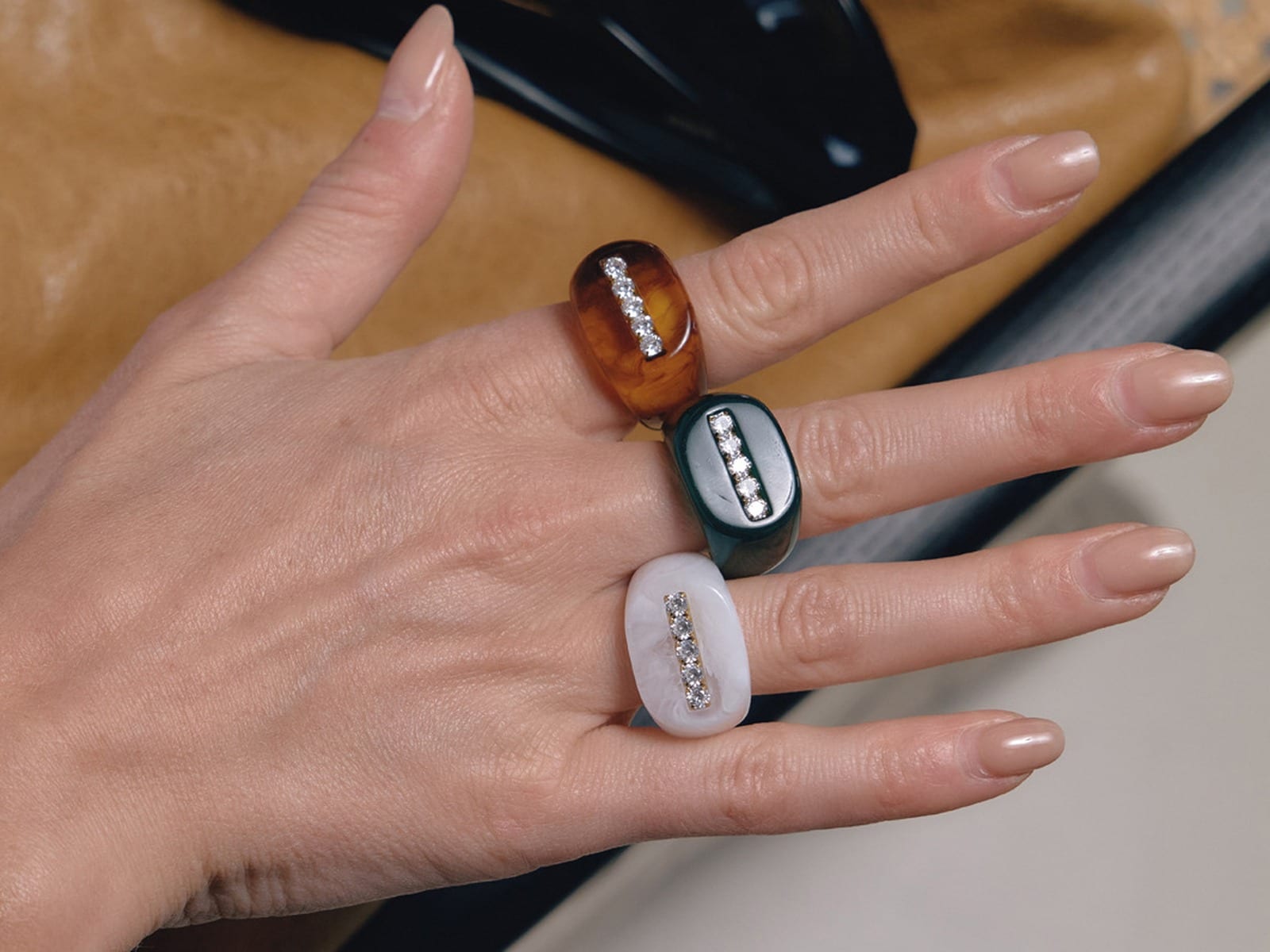 Resin Pavé Band Rings — detail