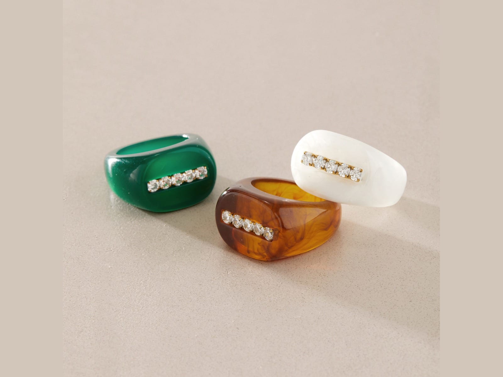 Resin Pavé Band Rings — detail