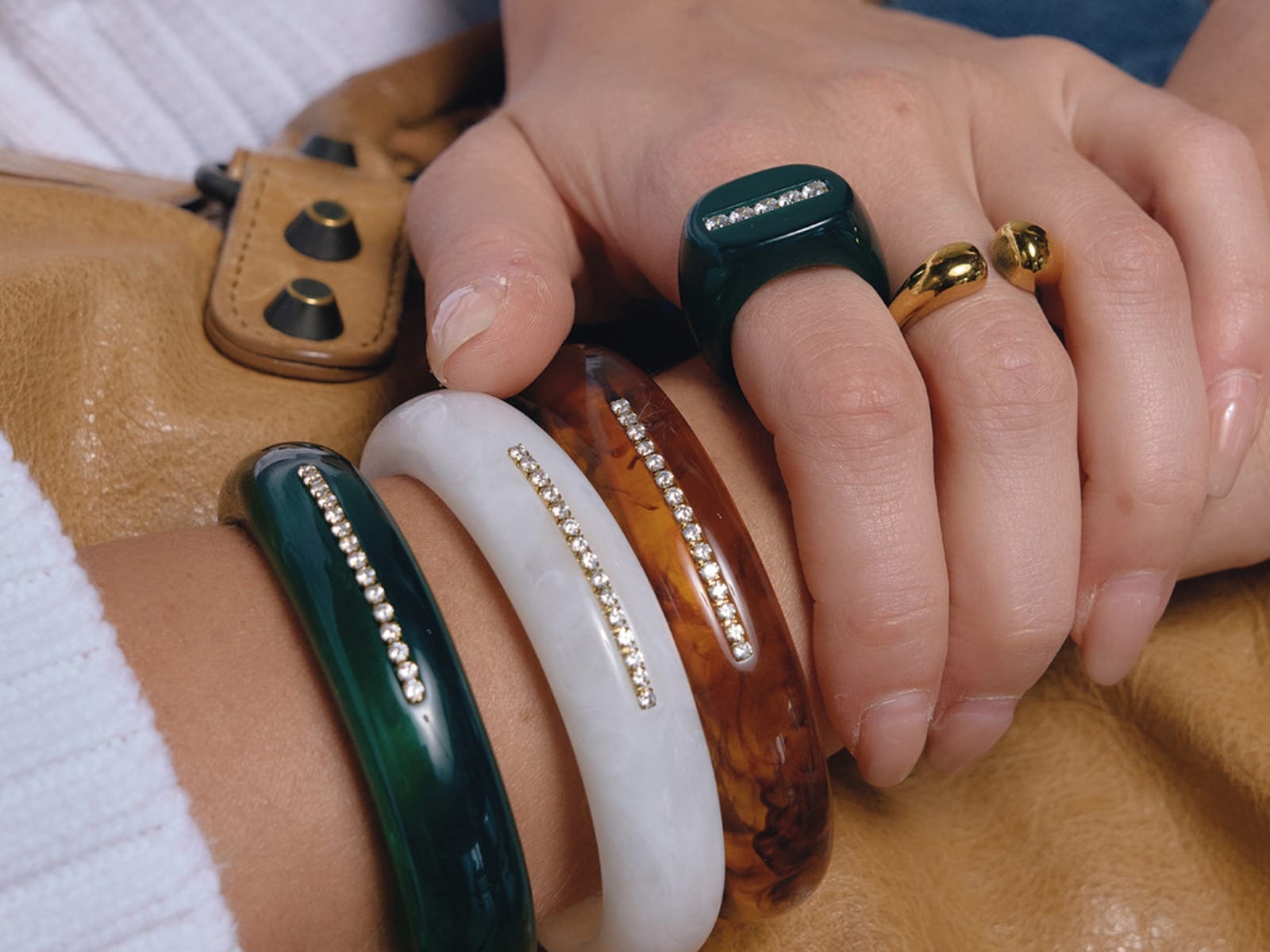 Resin Pavé Cuff & Ring Set — detail