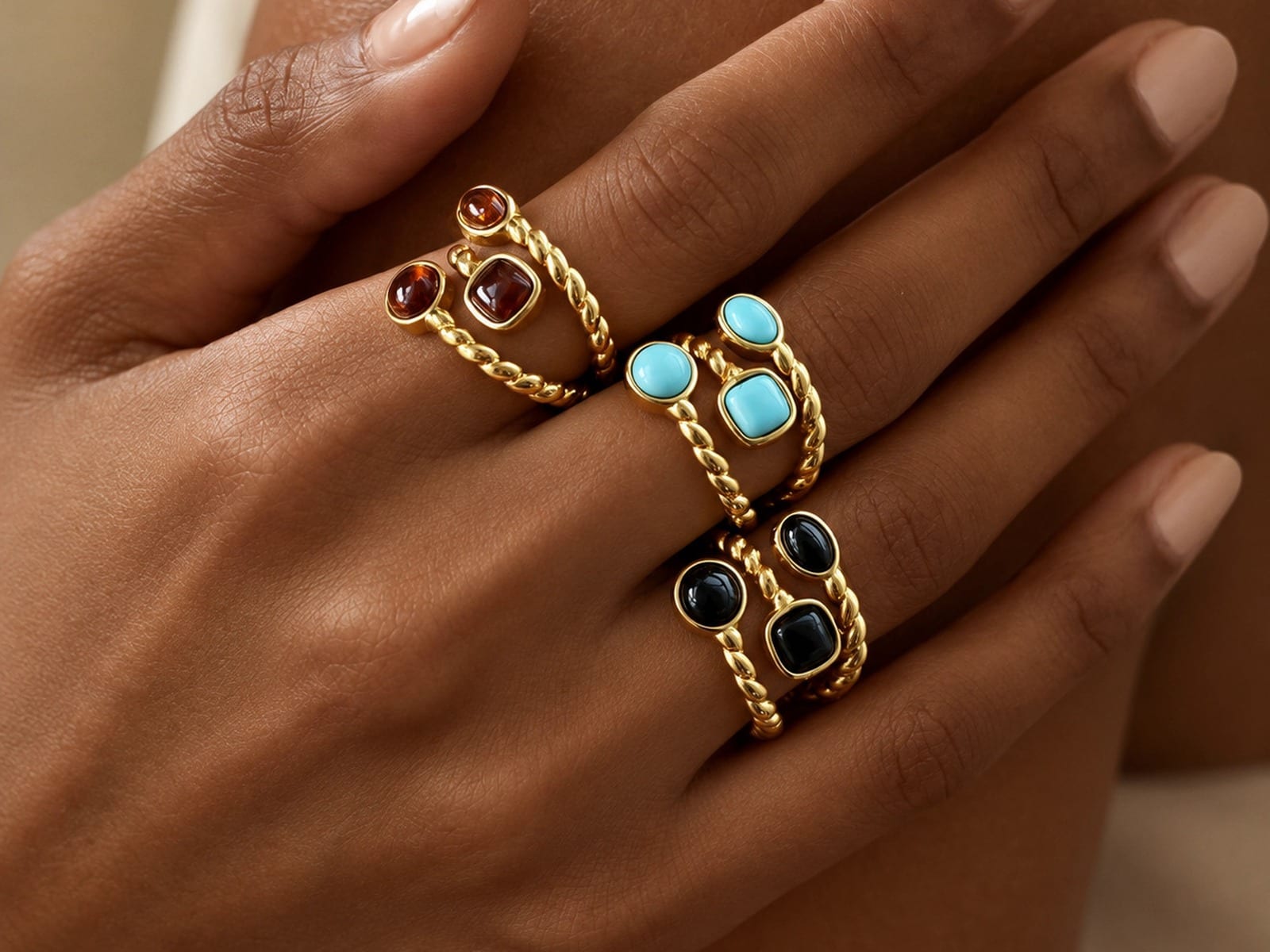 Resin Stone Twist Ring Range — detail