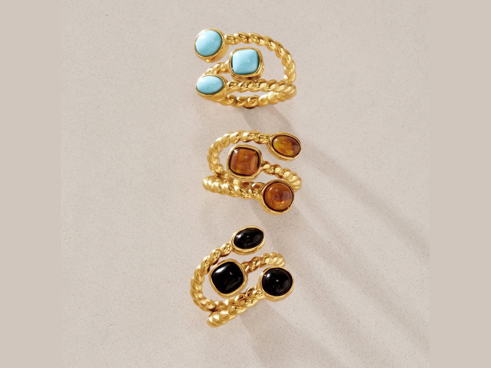Resin Stone Twist Ring Range — detail