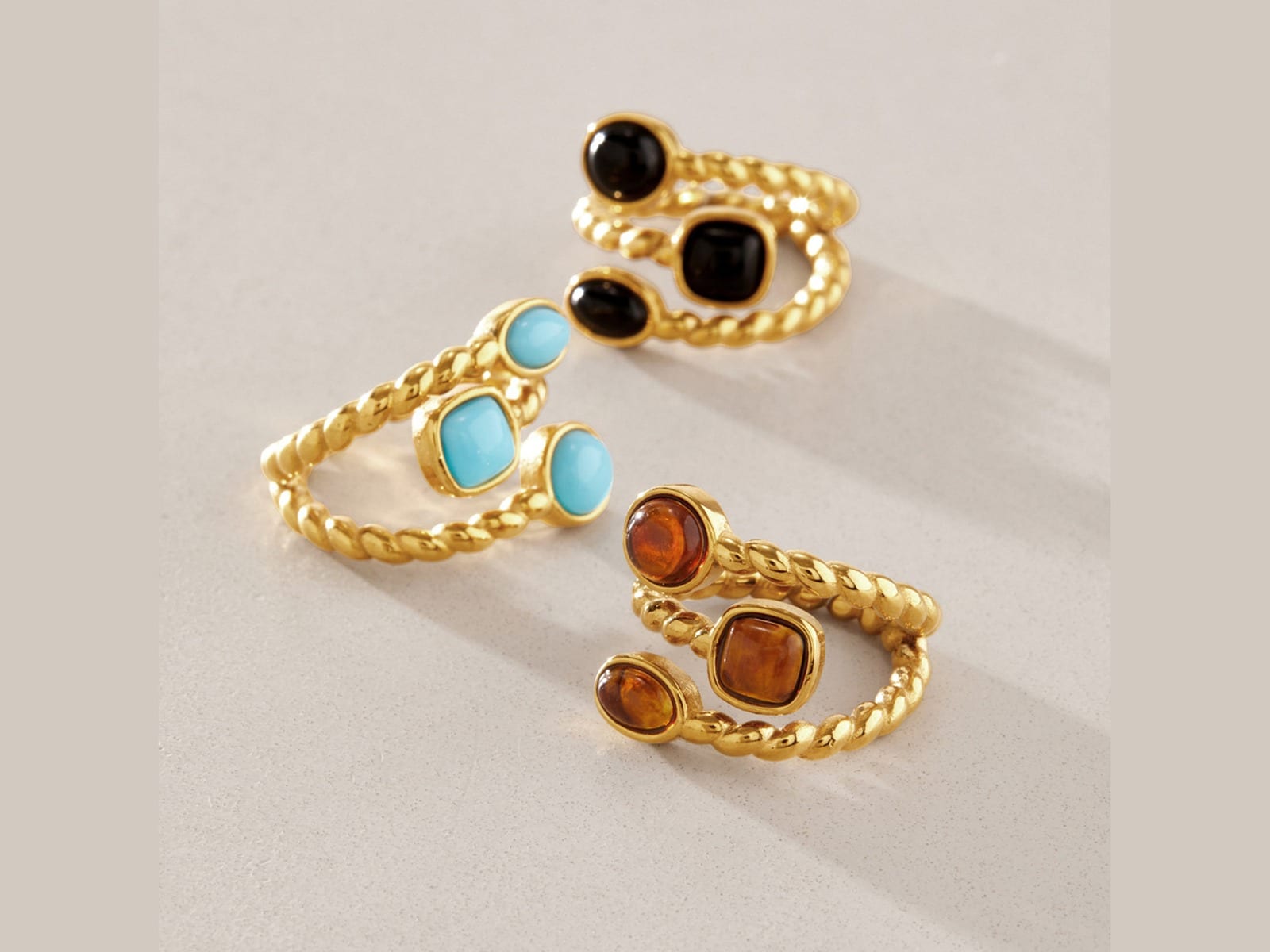 Resin Stone Twist Ring Range — detail