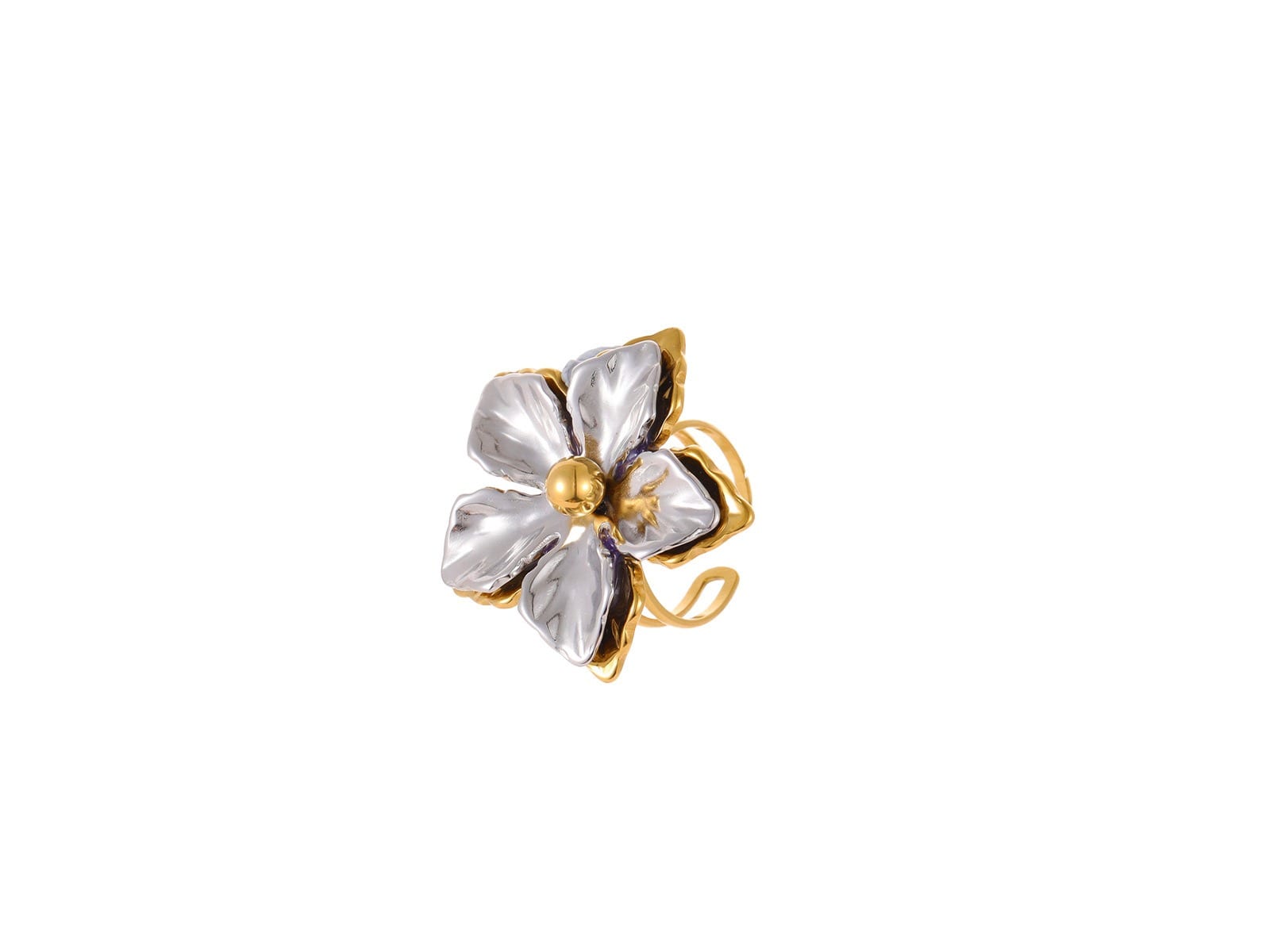 Silver Flower Statement Ring
