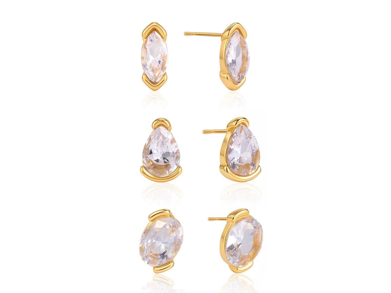 Single CZ Stud Earring Trio