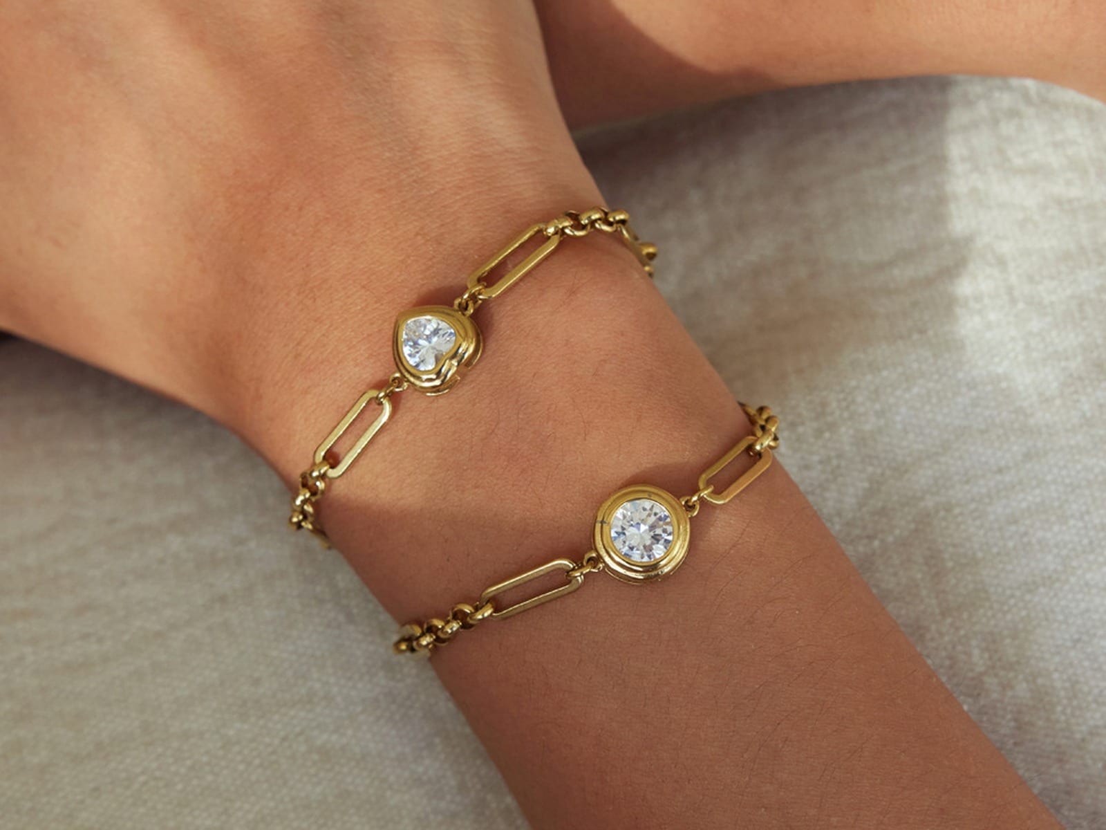 Single Stone Paperclip Bracelets — detail