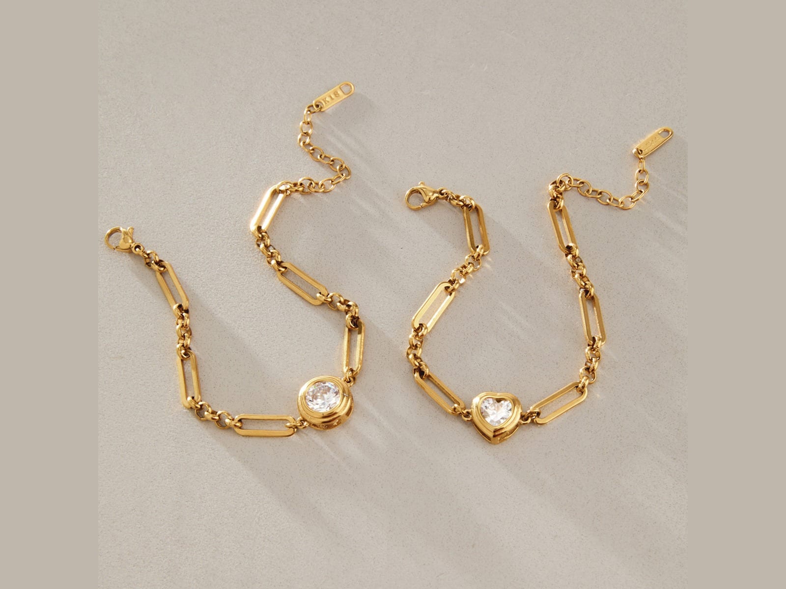 Single Stone Paperclip Bracelets — detail