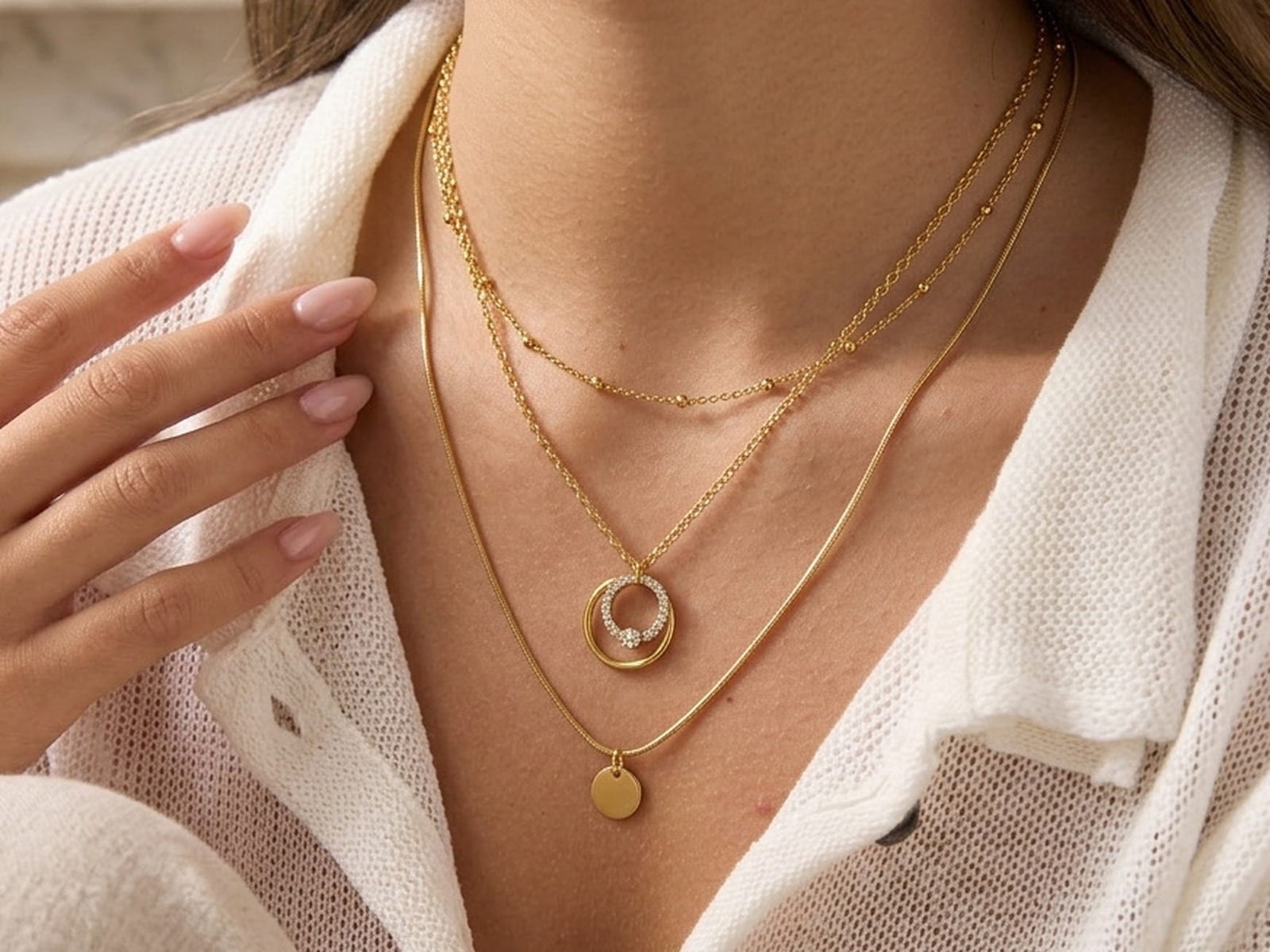Slider Ring Pendant Necklace — detail
