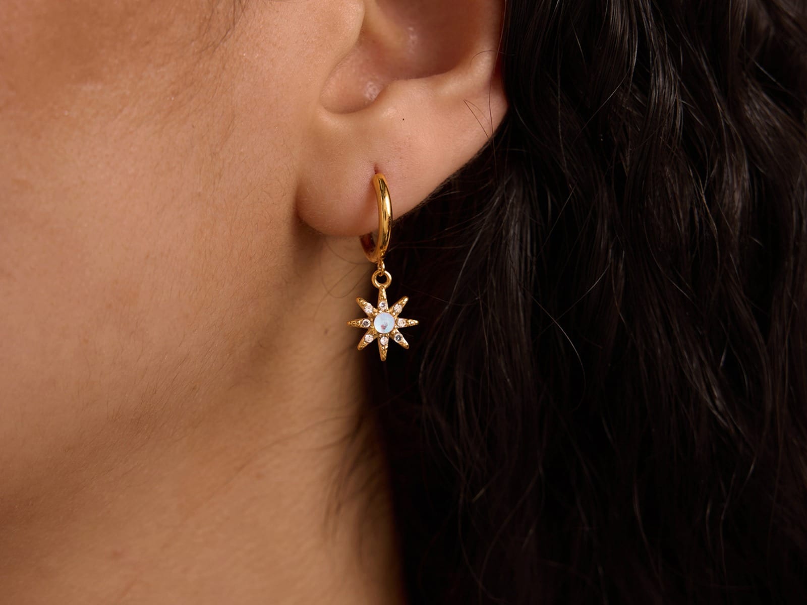 Star & Moon Necklace & Earring Set — detail