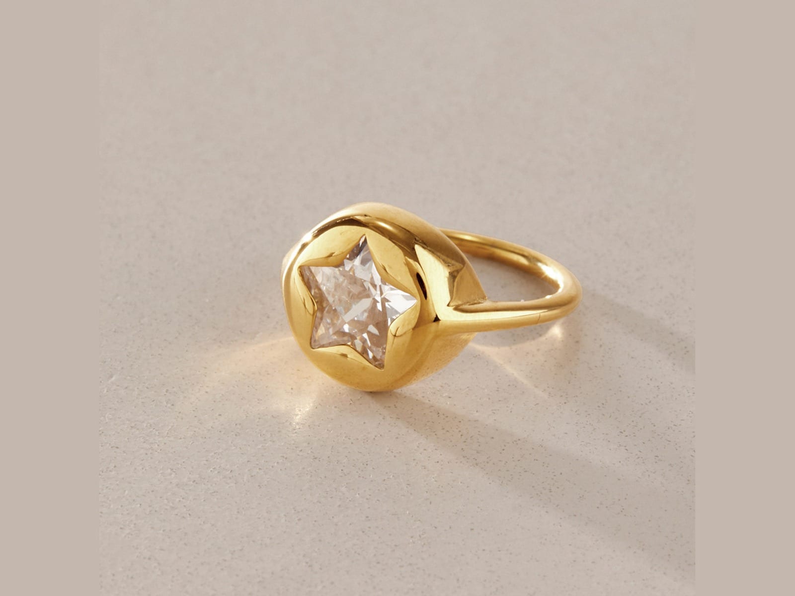Star CZ Signet Ring — detail