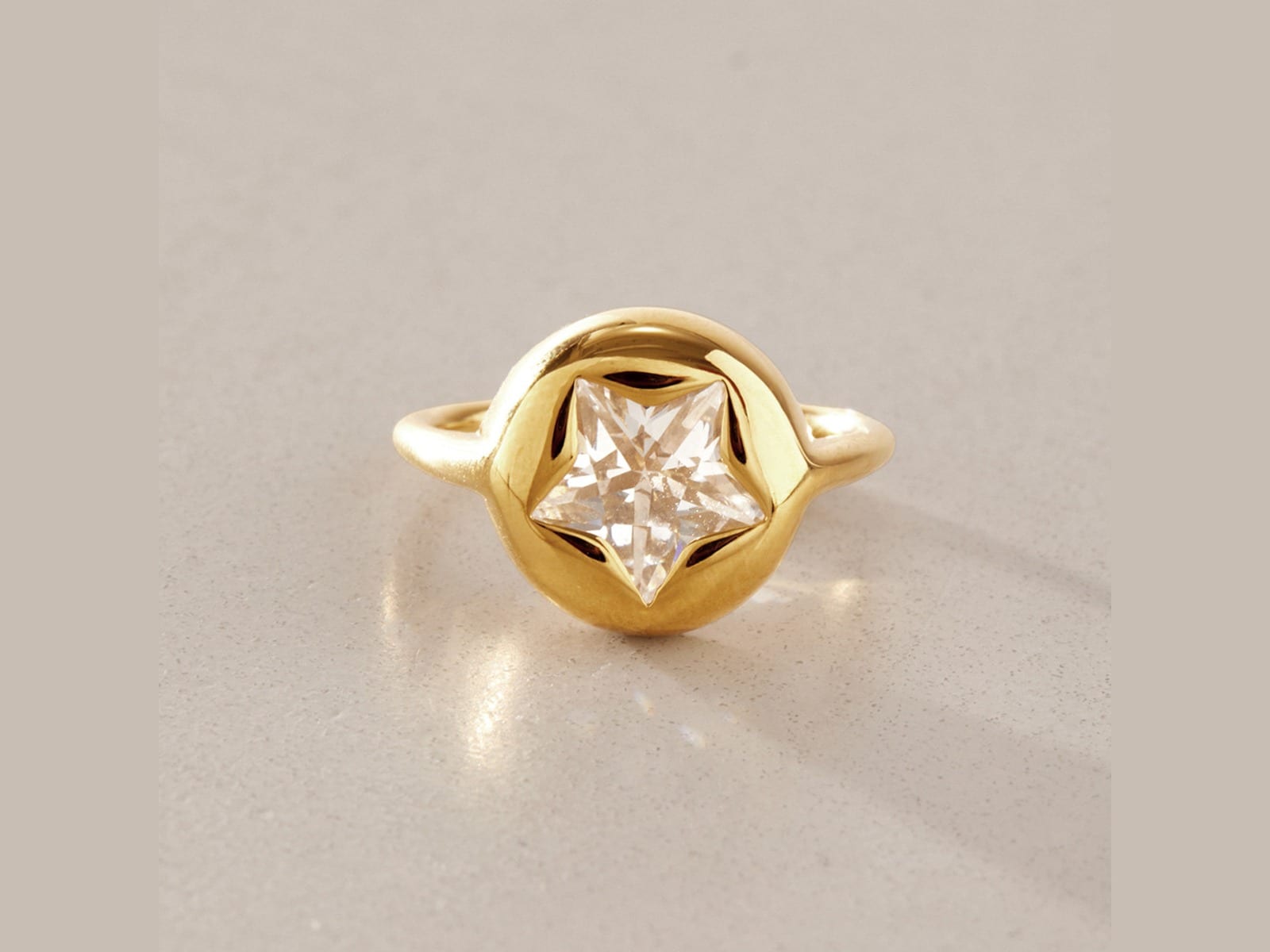 Star CZ Signet Ring — detail