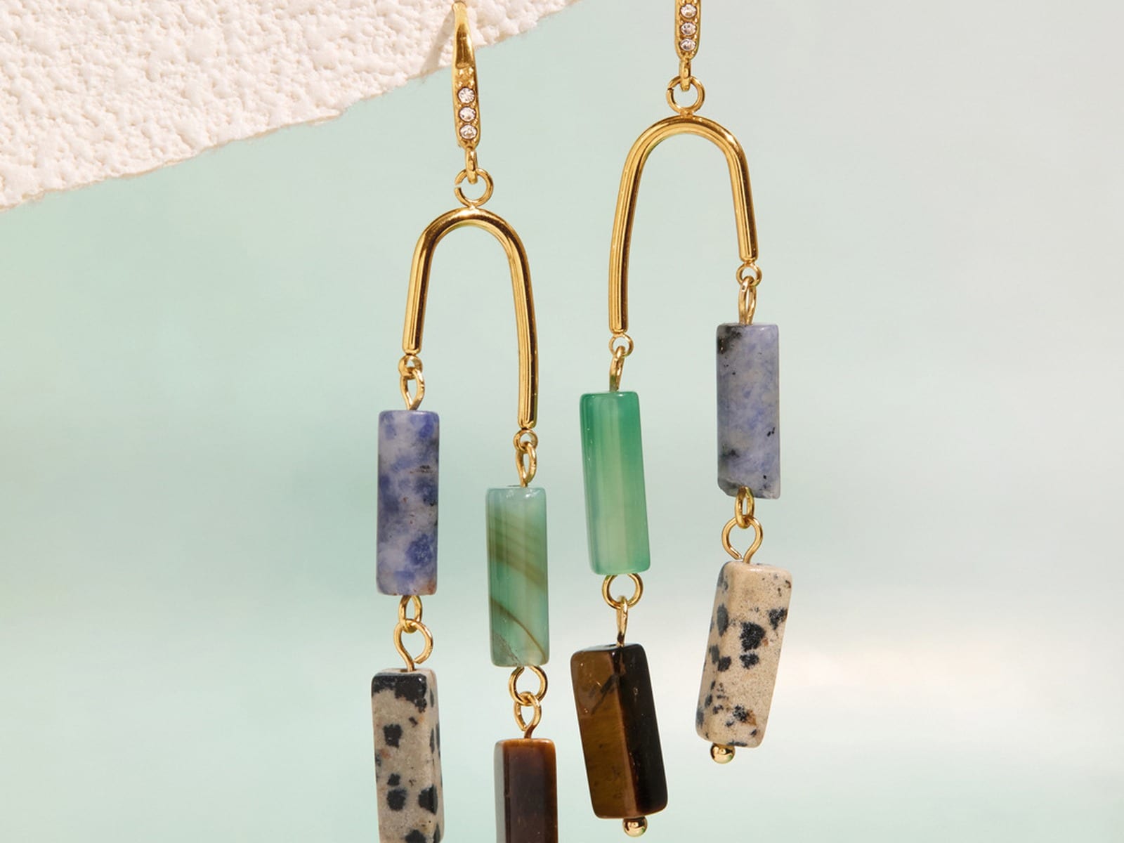 Stone Bar Drop Earrings — detail