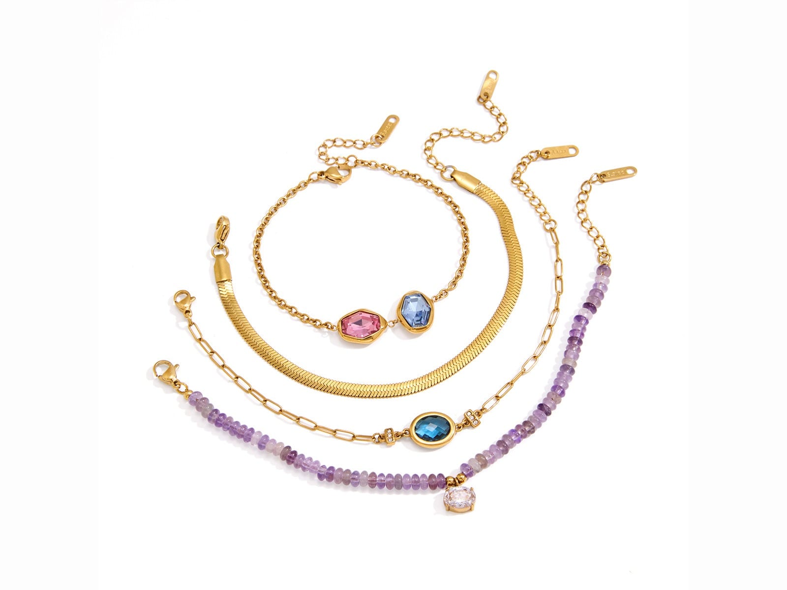 Stone Chain Bracelet Stack