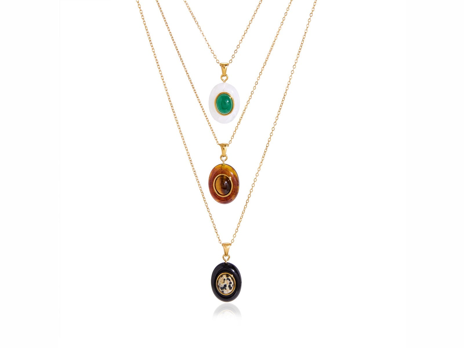 Stone Disc Layered Necklace