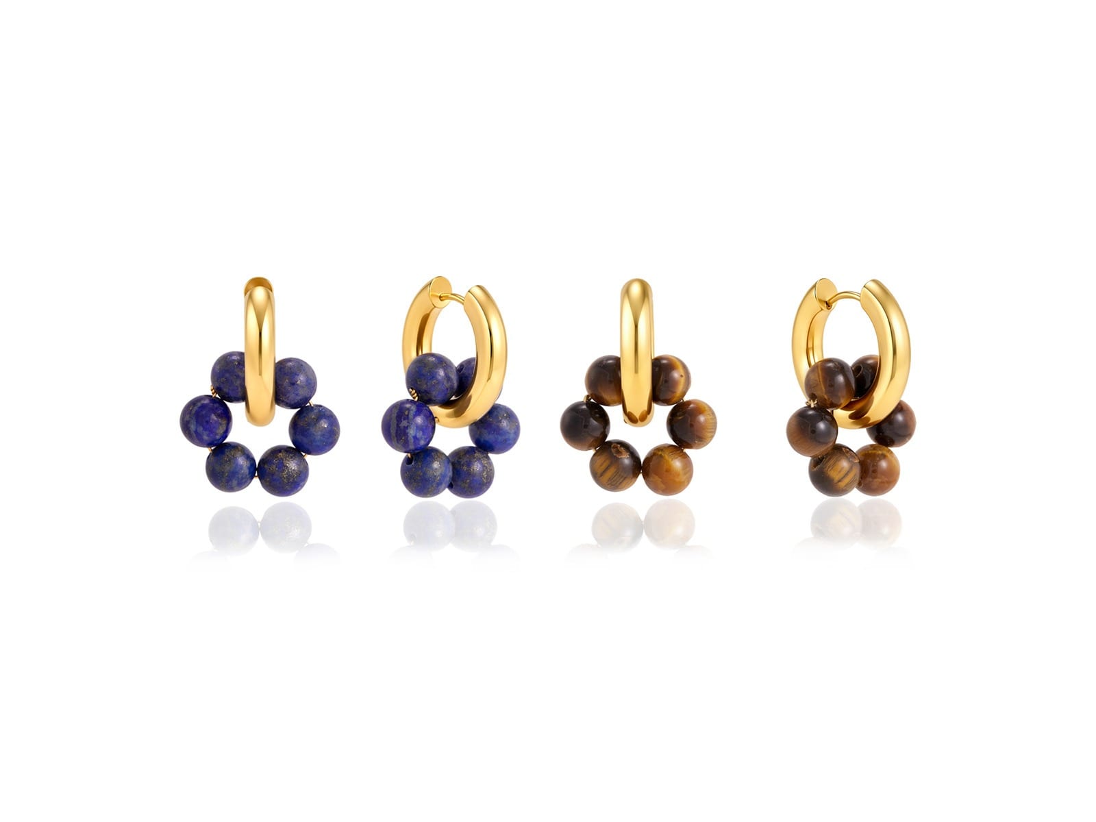 Stone Flower Hoop Earrings