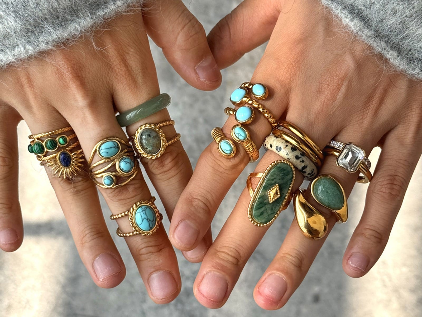 Stone Ring Stack — detail